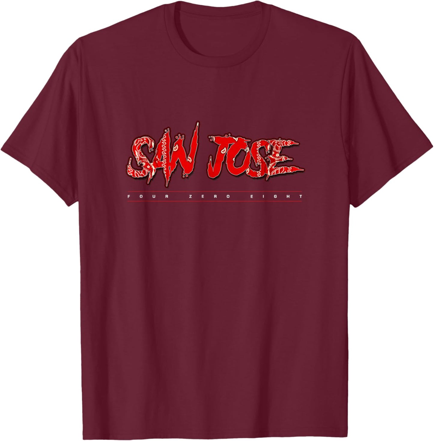 San Jose Shirt, San Jose Shark City, 408 SJ, San Jose Shirts T-Shirt - T-Shirt | Maroon