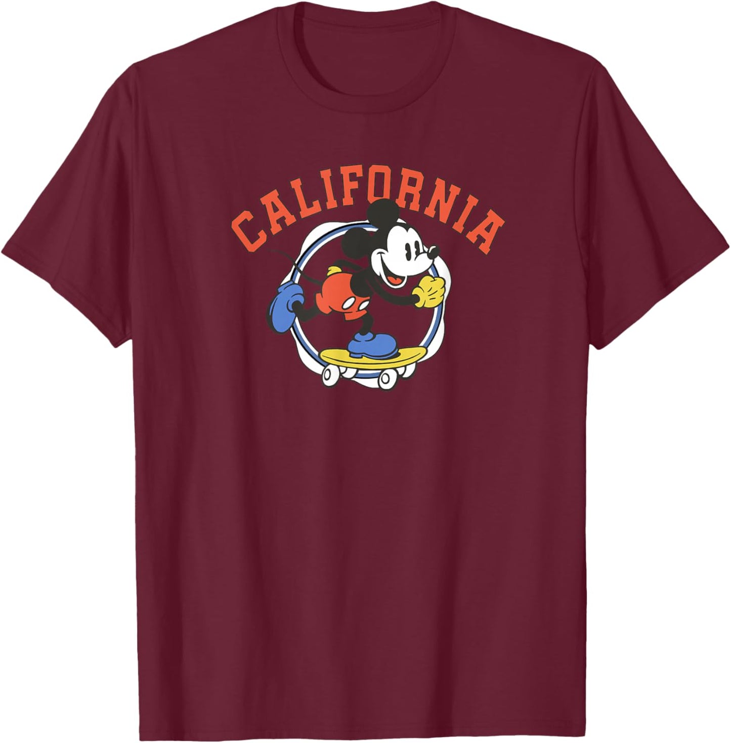 Disney Mickey and Friends Mickey California Skating T-Shirt - T-Shirt | Maroon