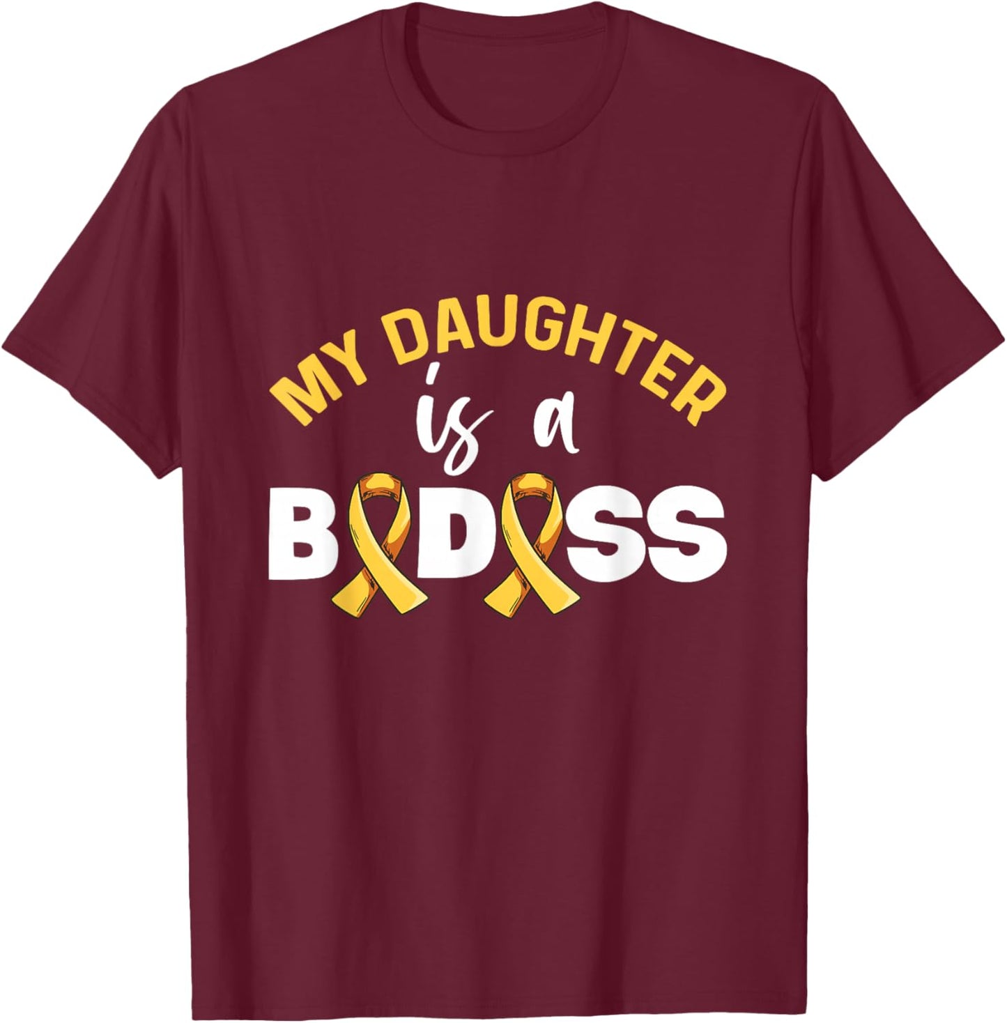 Childhood Cancer Awareness Design for a Dad of a Warrior T-Shirt - T-Shirt | Maroon