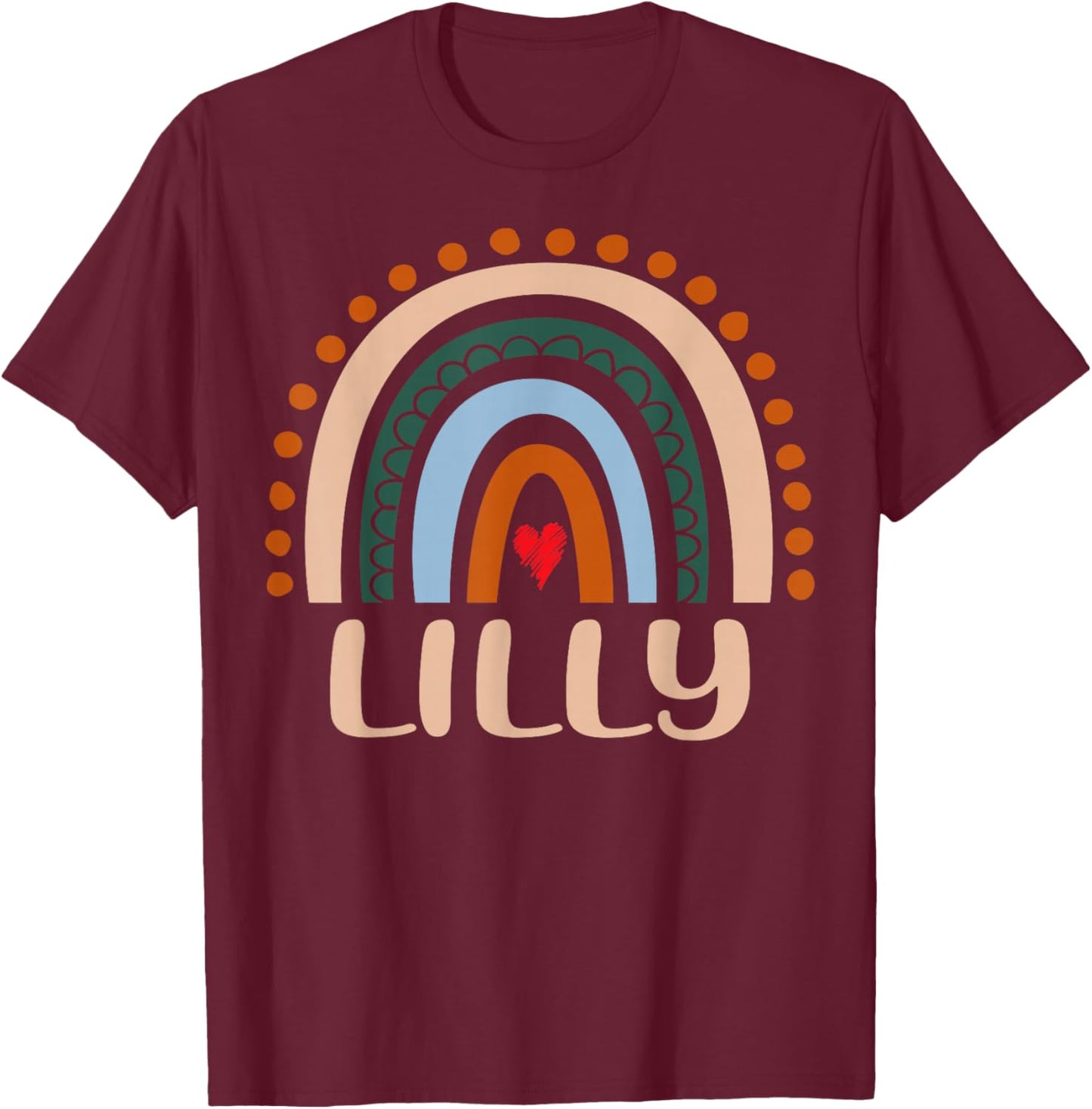 Lilly Name Personalized Funny Women Rainbow Lilly T-Shirt - T-Shirt | Maroon