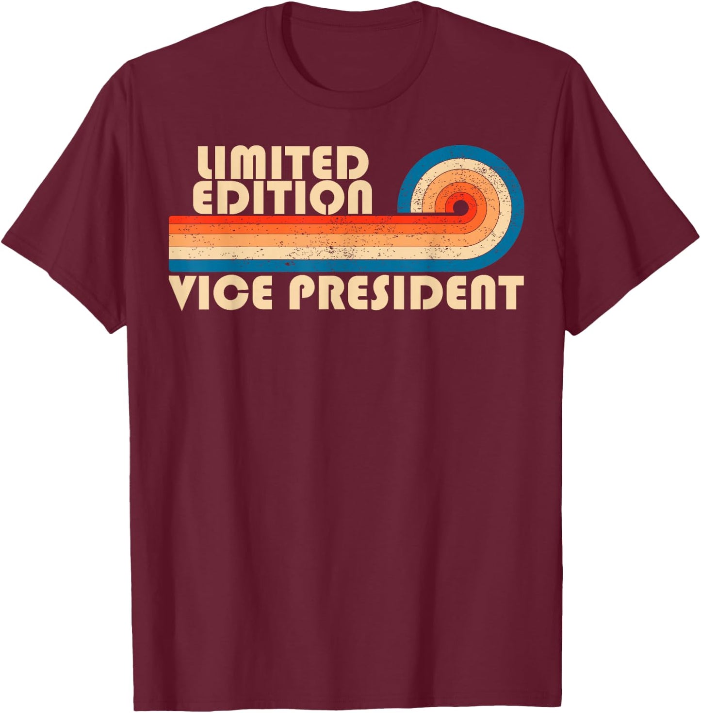 Vice President Retro 70s 80s Sunset Stripe T-Shirt - T-Shirt | Maroon