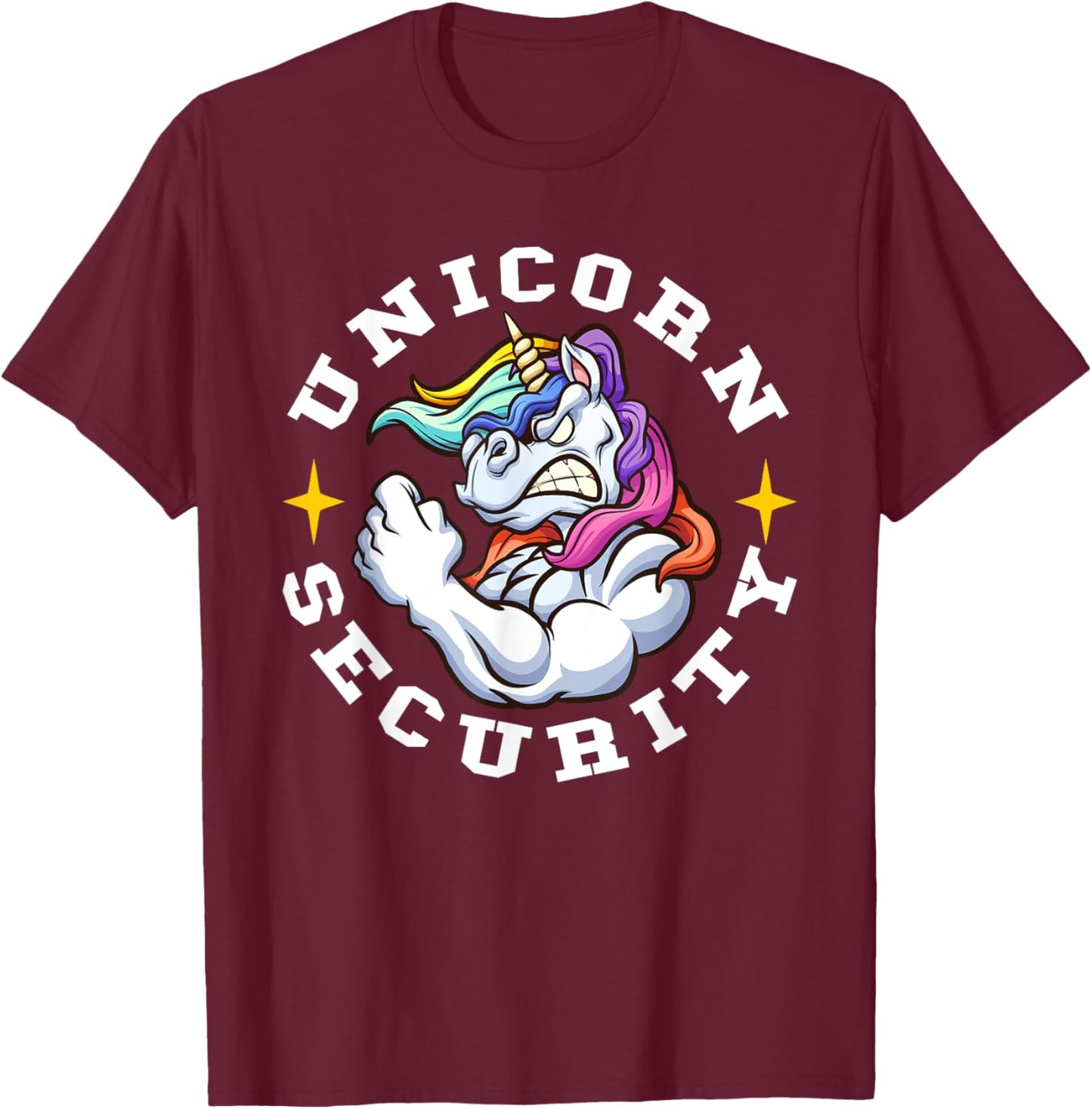 Unicorn Security - Manly Muscular Unicorn Lovers T-Shirt - T-Shirt | Maroon