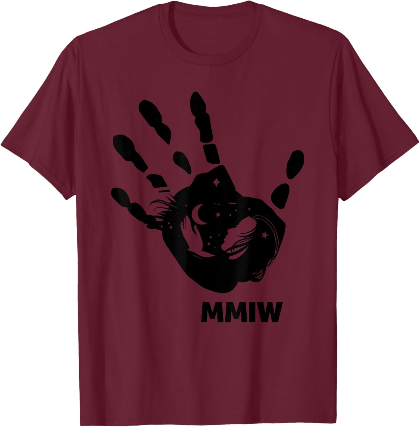 MMIW Hand Native America Awareness Indigenous Woman T-Shirt - T-Shirt | Maroon