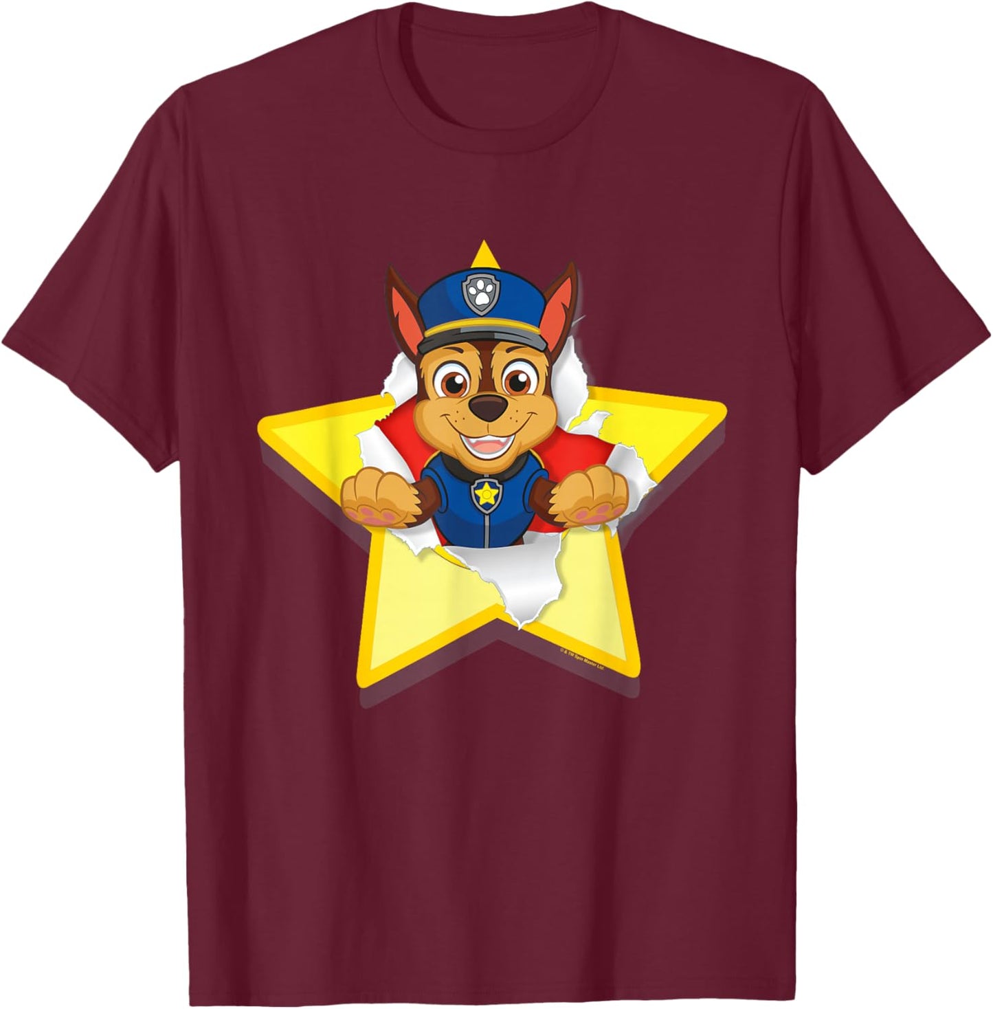 PAW Patrol Chase Torn Star T-Shirt - T-Shirt | Maroon