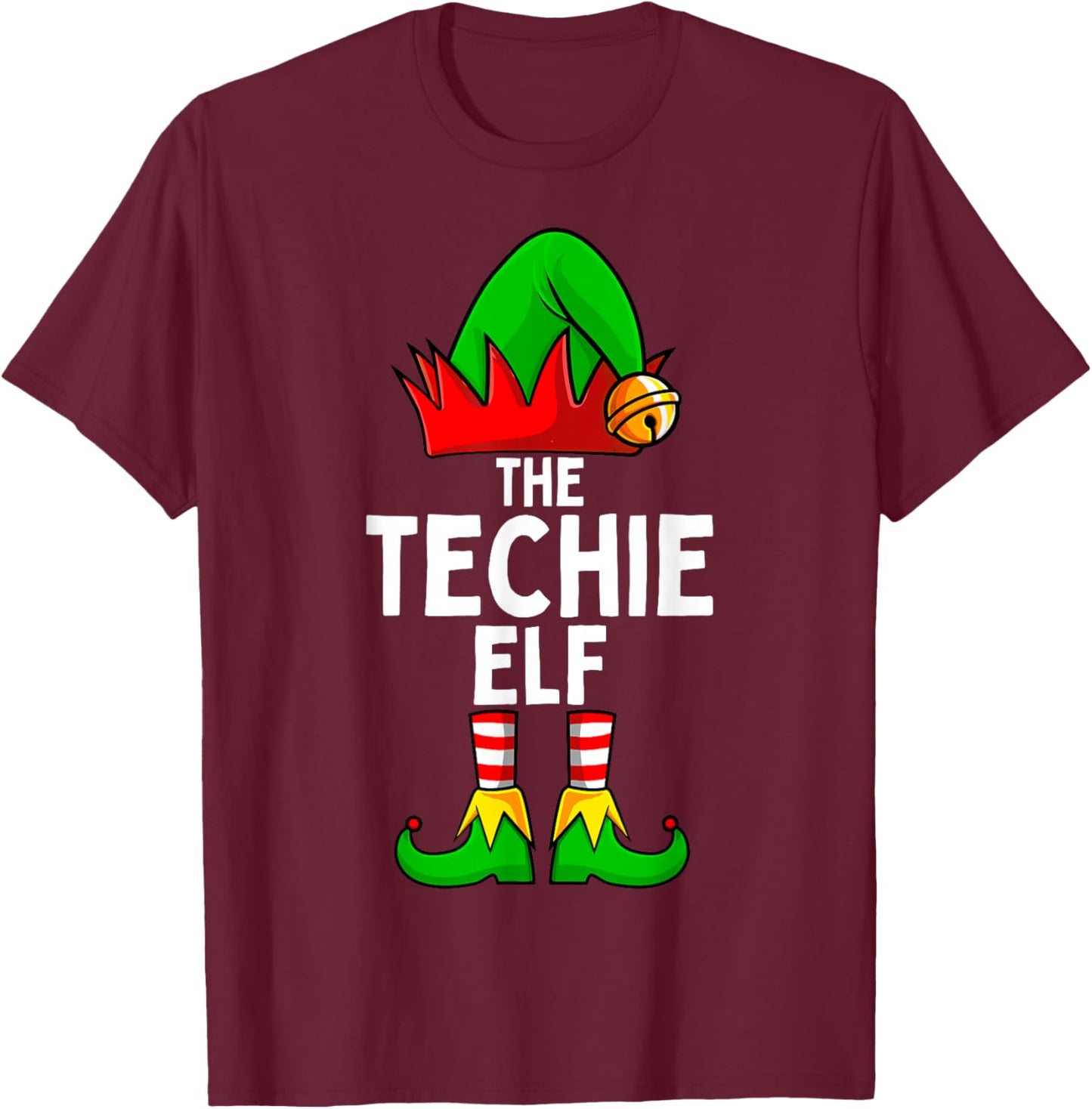 Techie Elf Matching Family Christmas T-Shirt - T-Shirt | Maroon