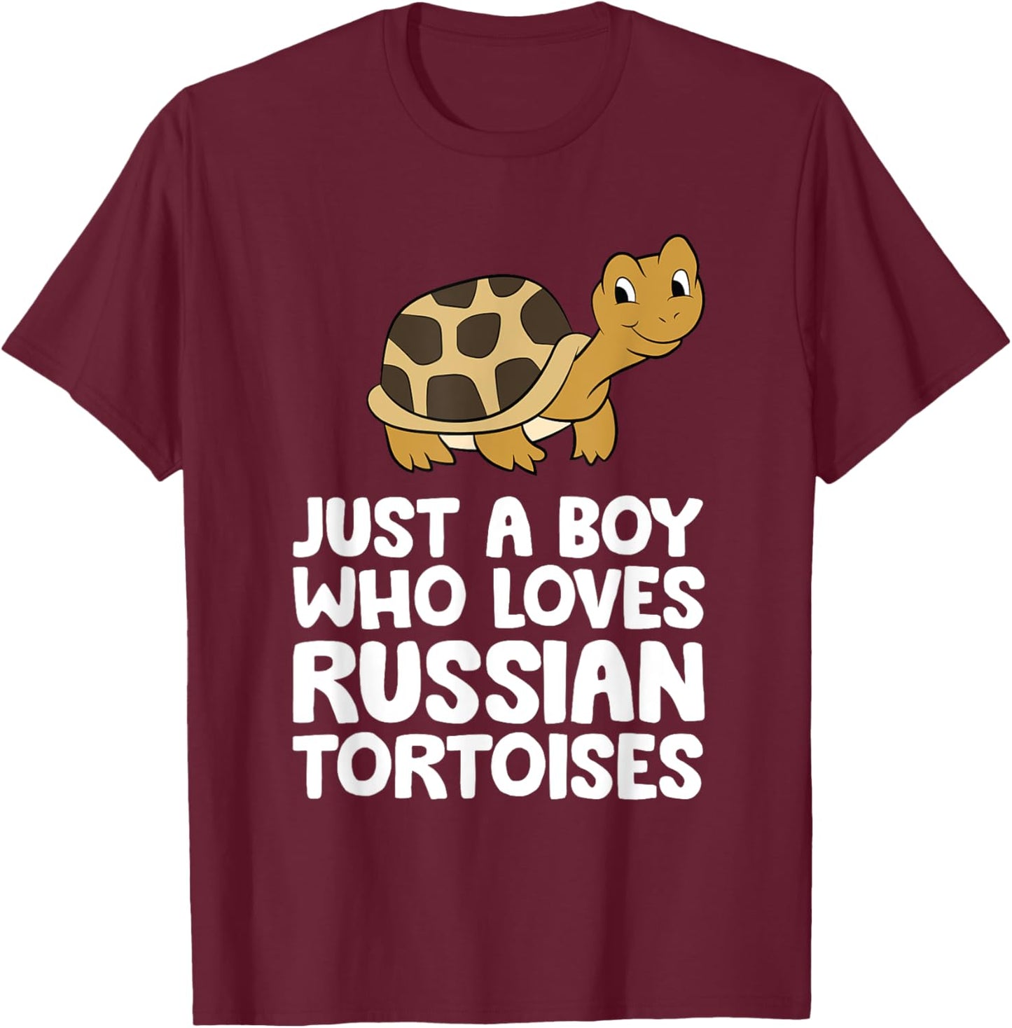 Just a Boy Who Loves Russian Tortoises T-Shirt - T-Shirt | Maroon