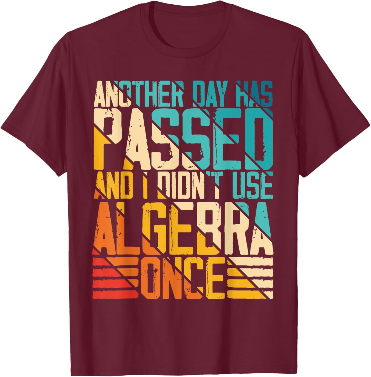 Another Day Has Passed and I Didn't Use Algebra Once Funny T-Shirt - T-Shirt | Maroon