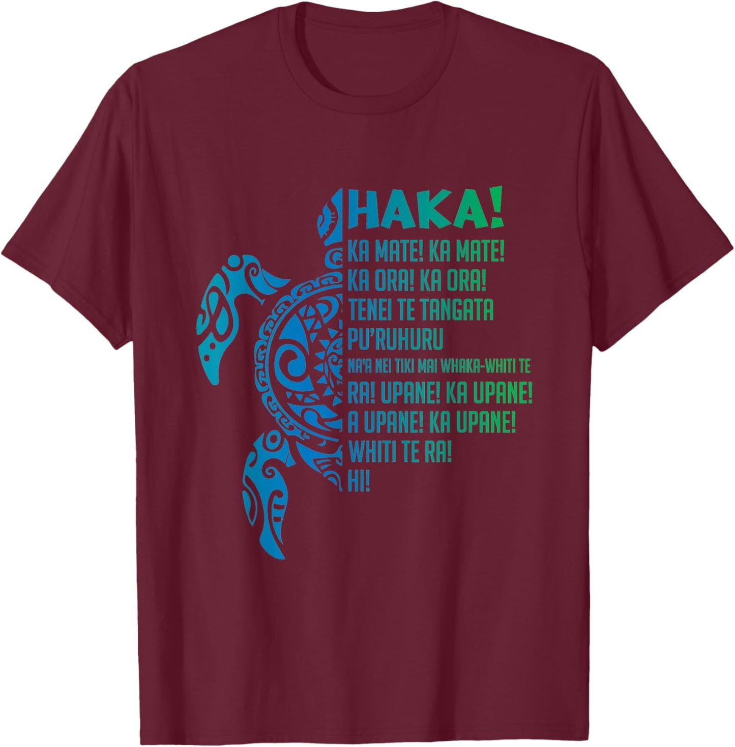 New Zealand Haka Ka Mate Song Turtle Rugby Maori T-Shirt - T-Shirt | Maroon