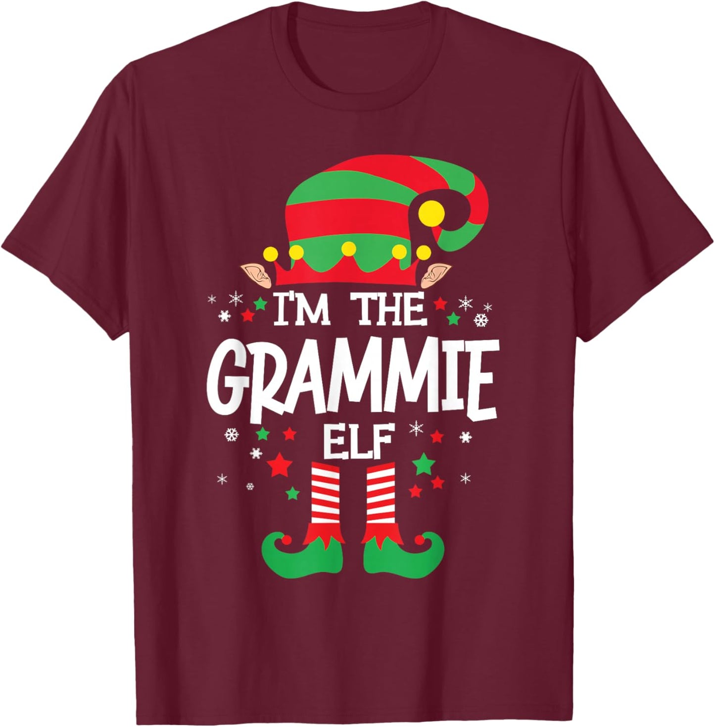I'm the Grammie Elf Family Group Matching Christmas Pajama T-Shirt - T-Shirt | Maroon