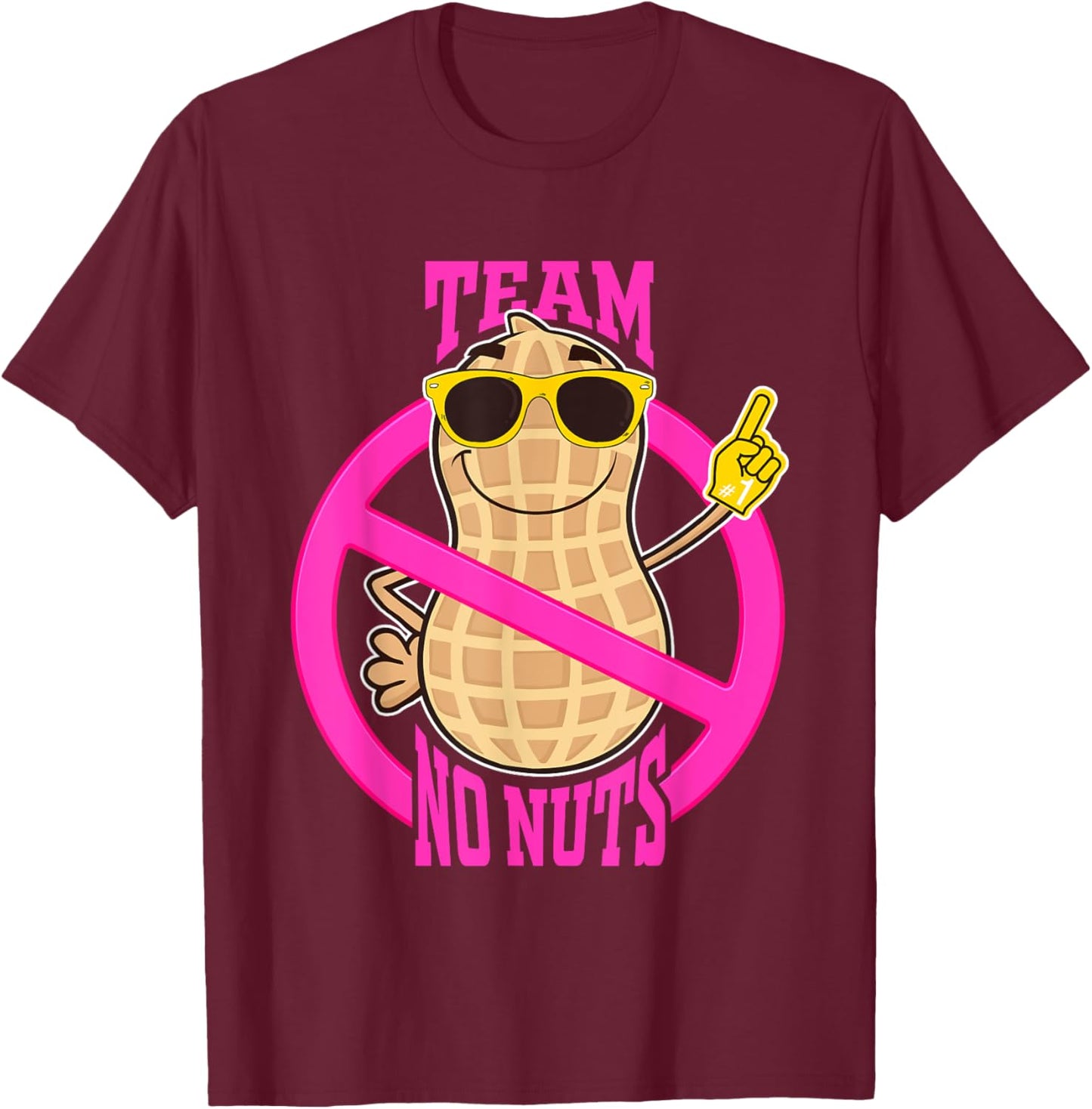 Team No Nuts gender reveal pregnancy announcement baby girl T-Shirt - T-Shirt | Maroon