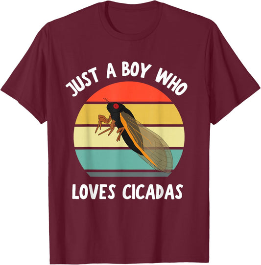 Just A Boy Who Loves Cicadas Future Entomologist Kids Boys T-Shirt - T-Shirt | Maroon