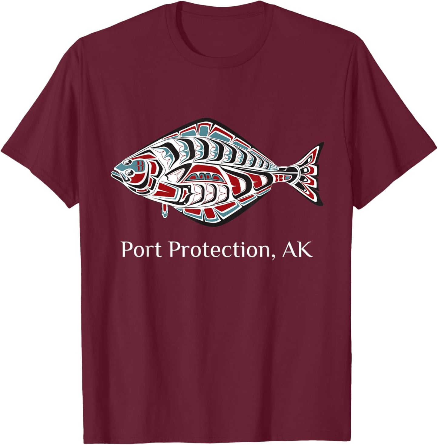 Port Protection, Alaska Native American Halibut Fishermen T-Shirt - T-Shirt | Maroon
