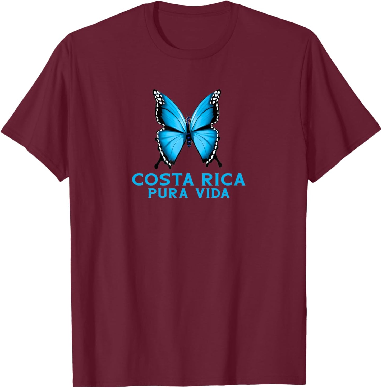 Blue Butterfly Costa Rica T-Shirt - T-Shirt | Maroon