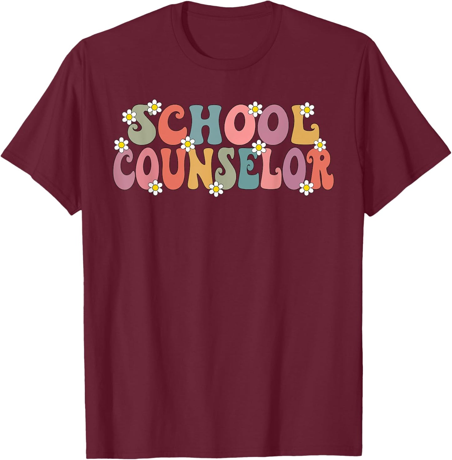 Groovy School Counselor Back To School Teacher Counseling T-Shirt - T-Shirt | Maroon
