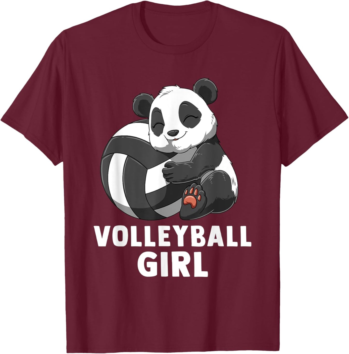 Volleyball Panda Girl T-Shirt - T-Shirt | Maroon