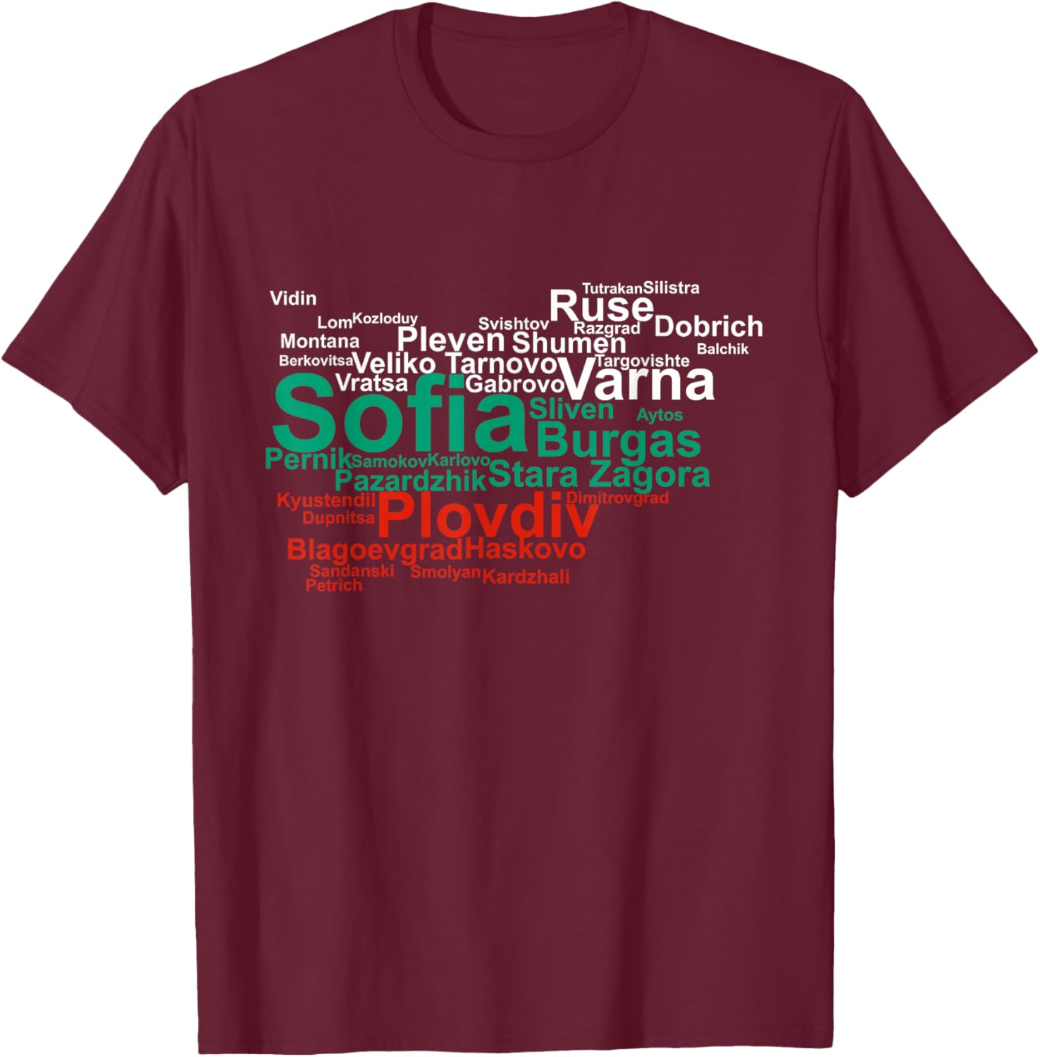 Bulgaria flag, Sofia Bulgaria flag, travel Bulgaria T-Shirt - T-Shirt | Maroon