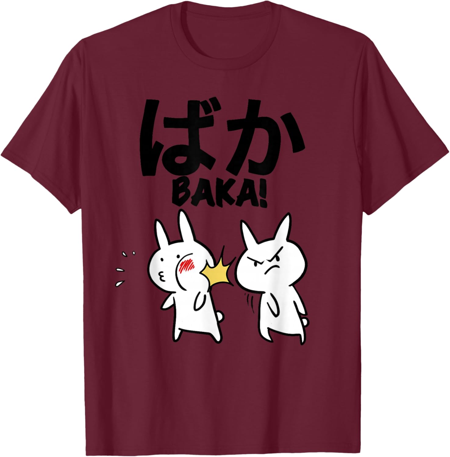 Baka Rabbit Slap Anime Baka T-Shirt - T-Shirt | Maroon