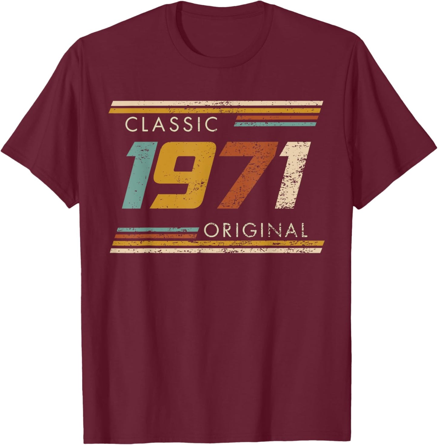 Classic 1971 Original Vintage Birthday Est 1971 Edition T-Shirt - T-Shirt | Maroon
