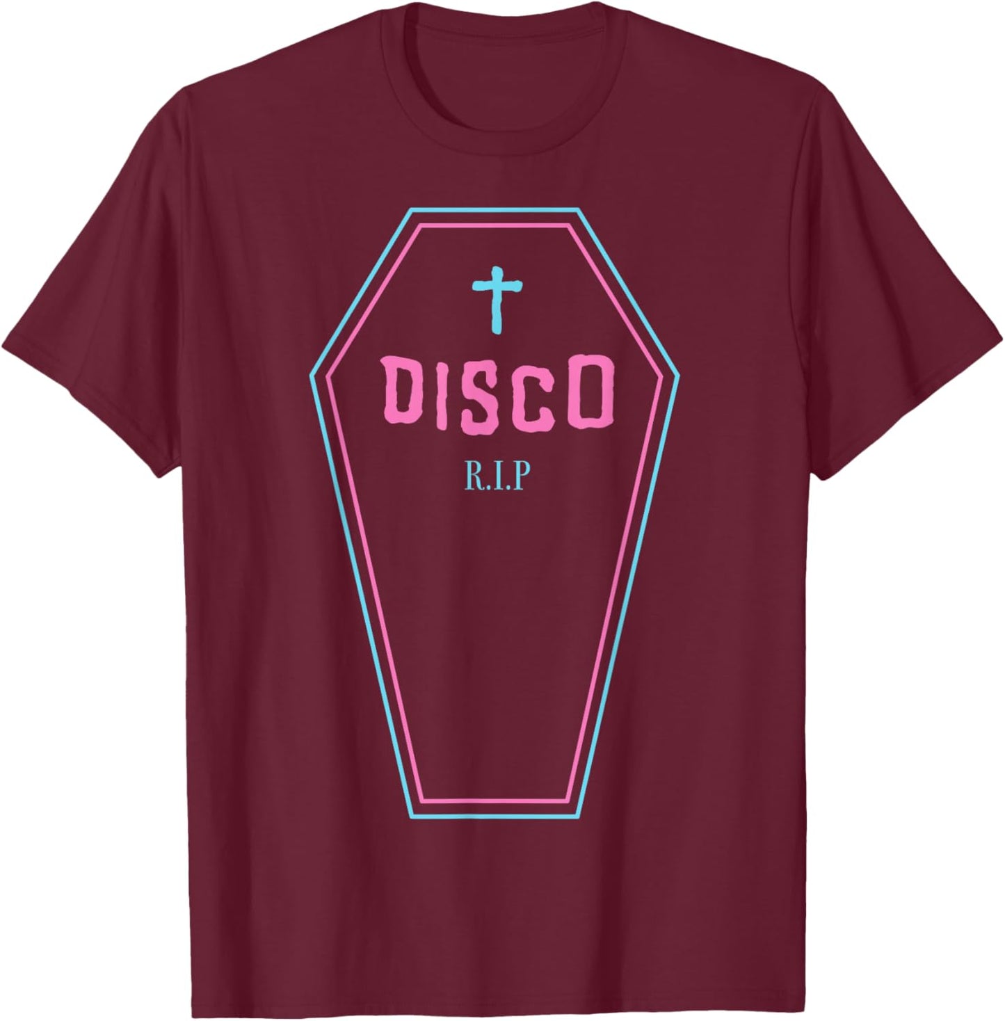 Funny Disco - House Music - Coffin - Disco Is Dead - Music T-Shirt - T-Shirt | Maroon