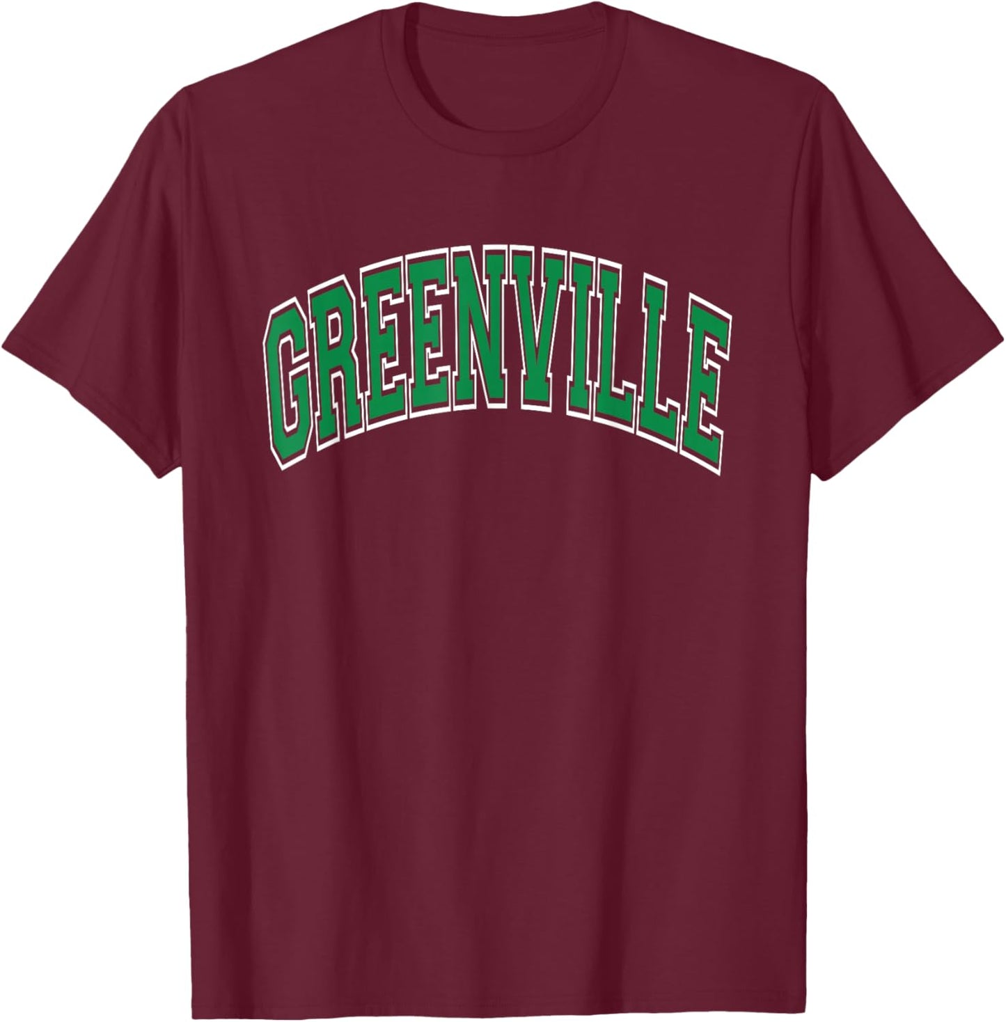 Greenville Arched Green Text T-Shirt - T-Shirt | Maroon