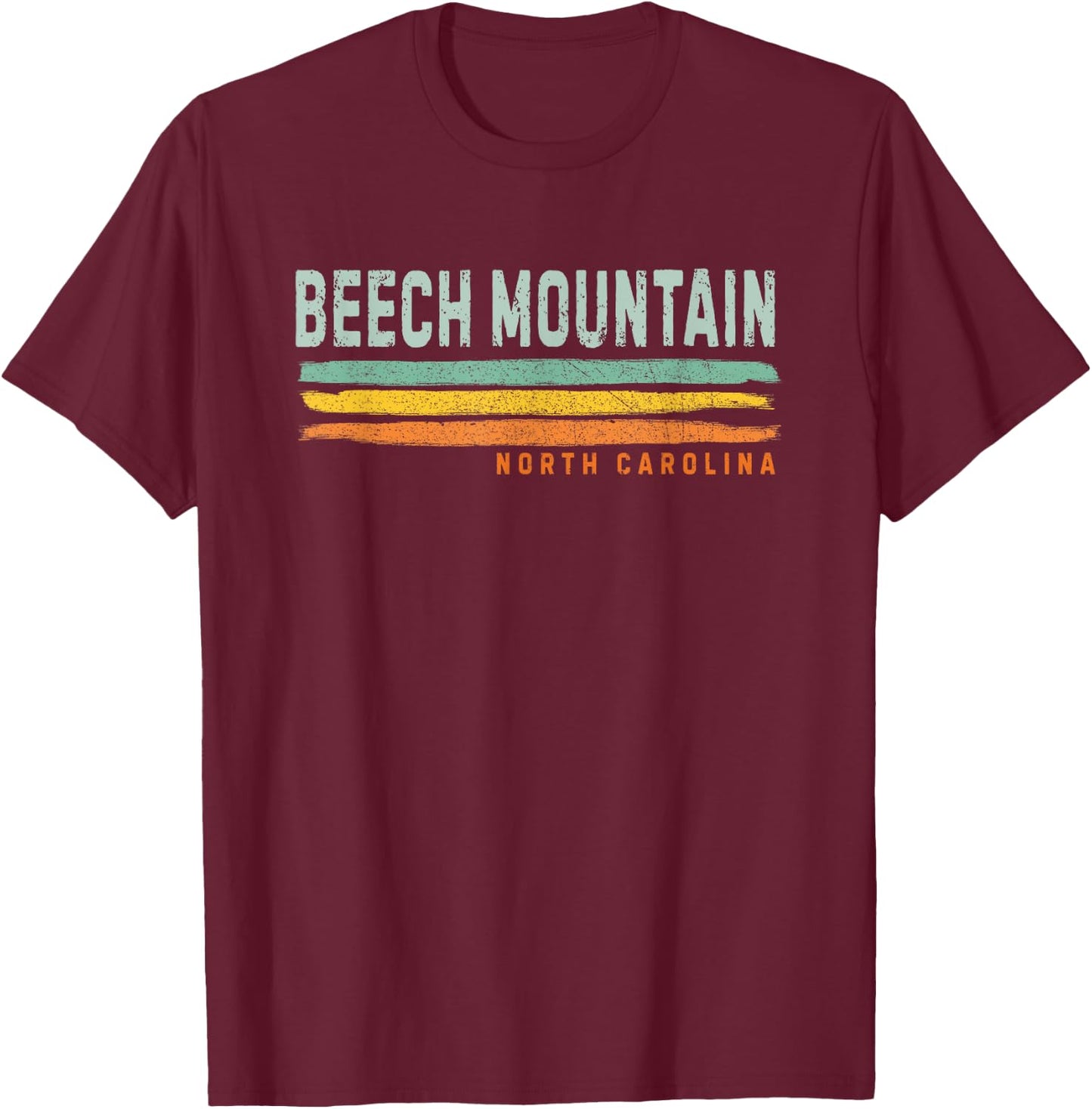 Vintage Stripes Beech Mountain NC T-Shirt - T-Shirt | Maroon