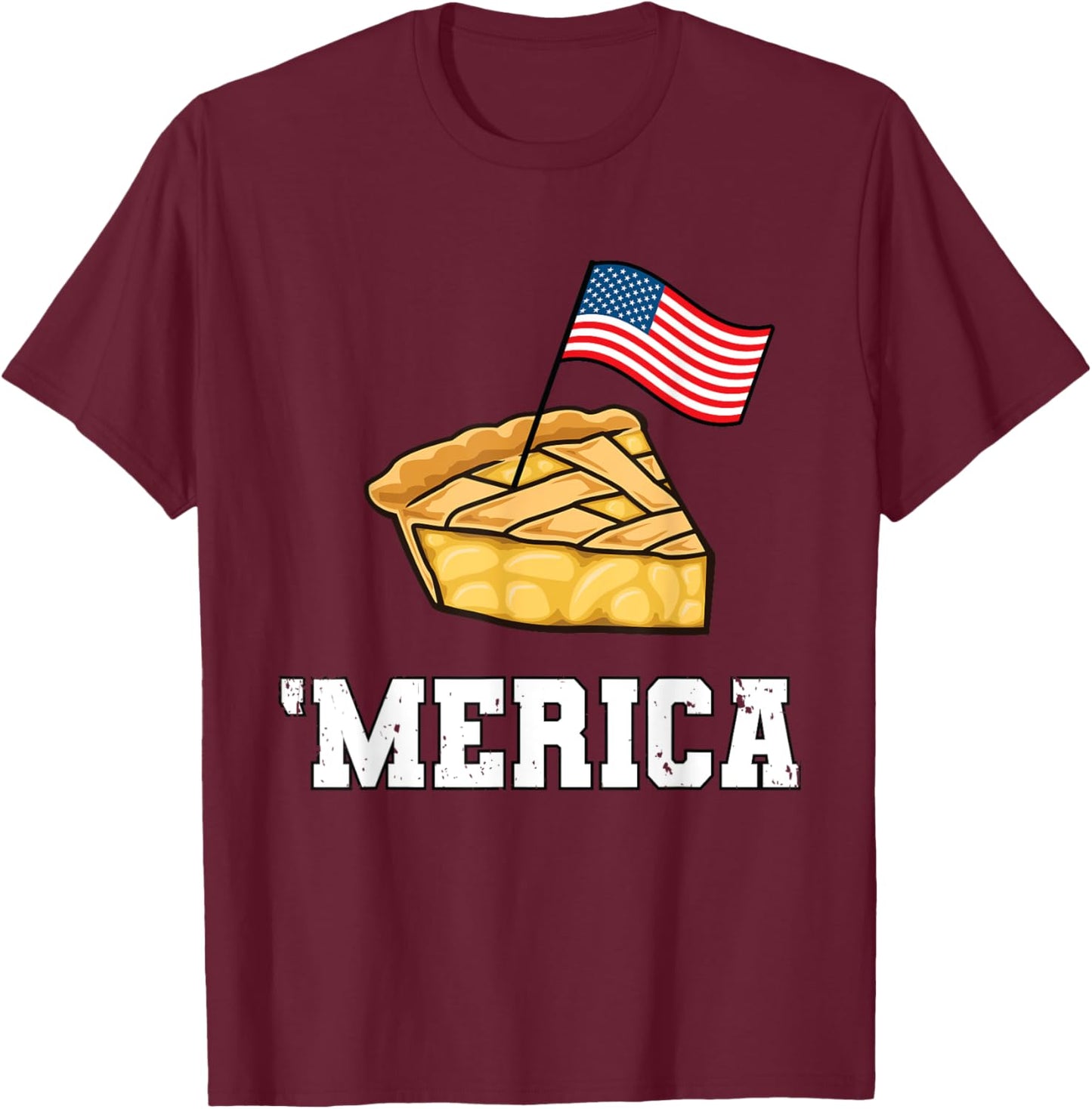 American Flag Shirt USA Apple Pie Merica 4th of July T-Shirt - T-Shirt | Maroon