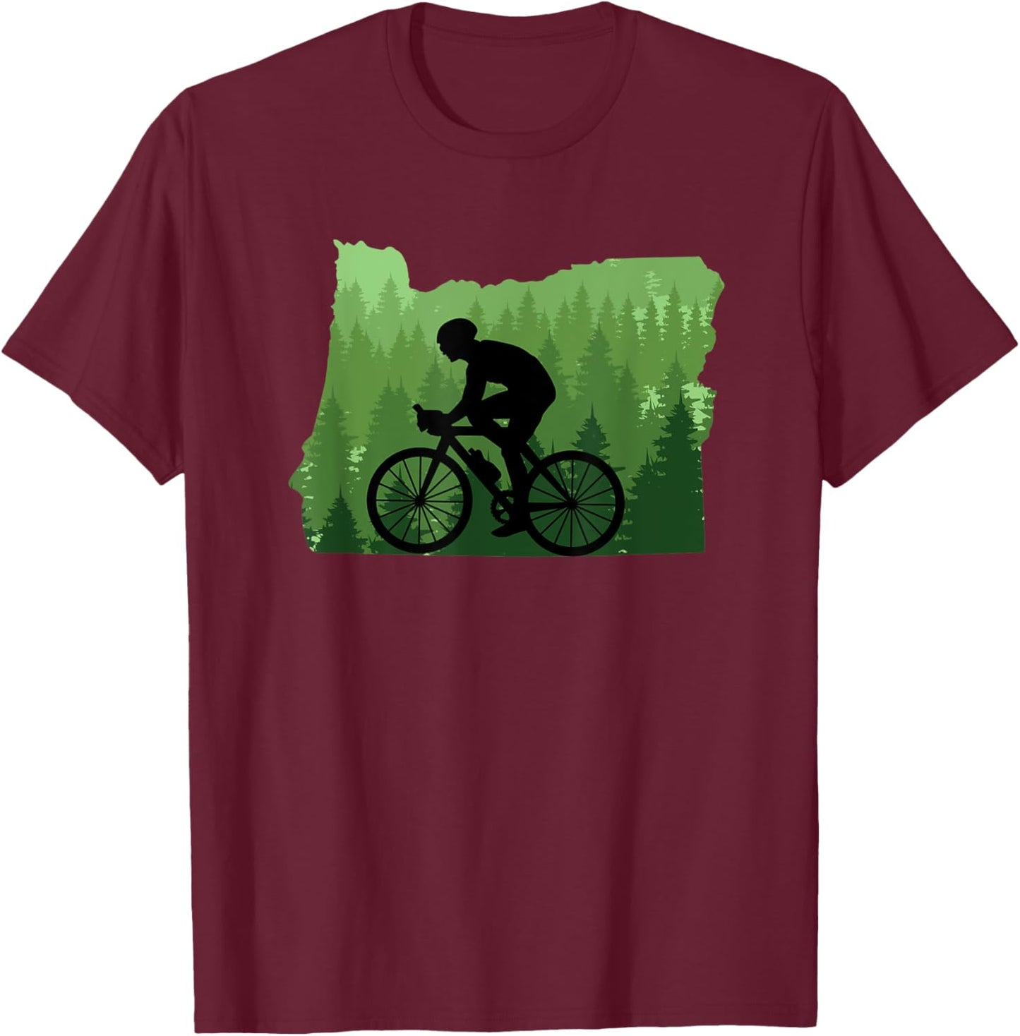 Map of Oregon Mountain Bike Rider MTB Biking Mountain Biker T-Shirt - T-Shirt | Maroon