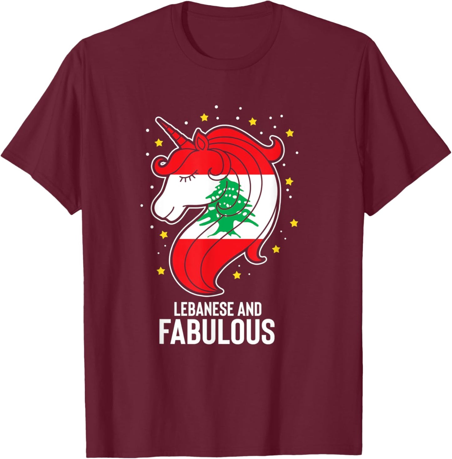 Humorous Lebanese Cute Magical Horse Funny T-Shirt - T-Shirt | Maroon