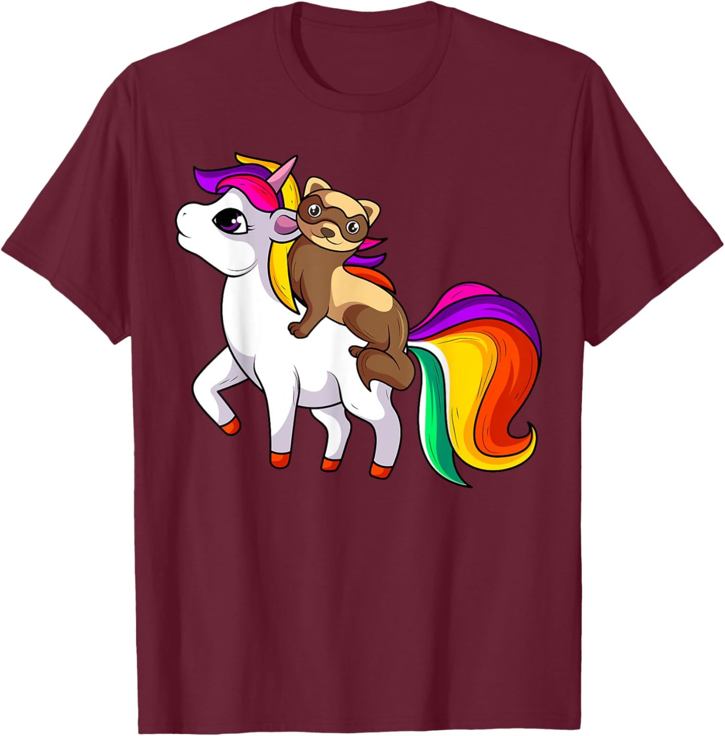 Ferret Unicorn Animal Lover T-Shirt - T-Shirt | Maroon