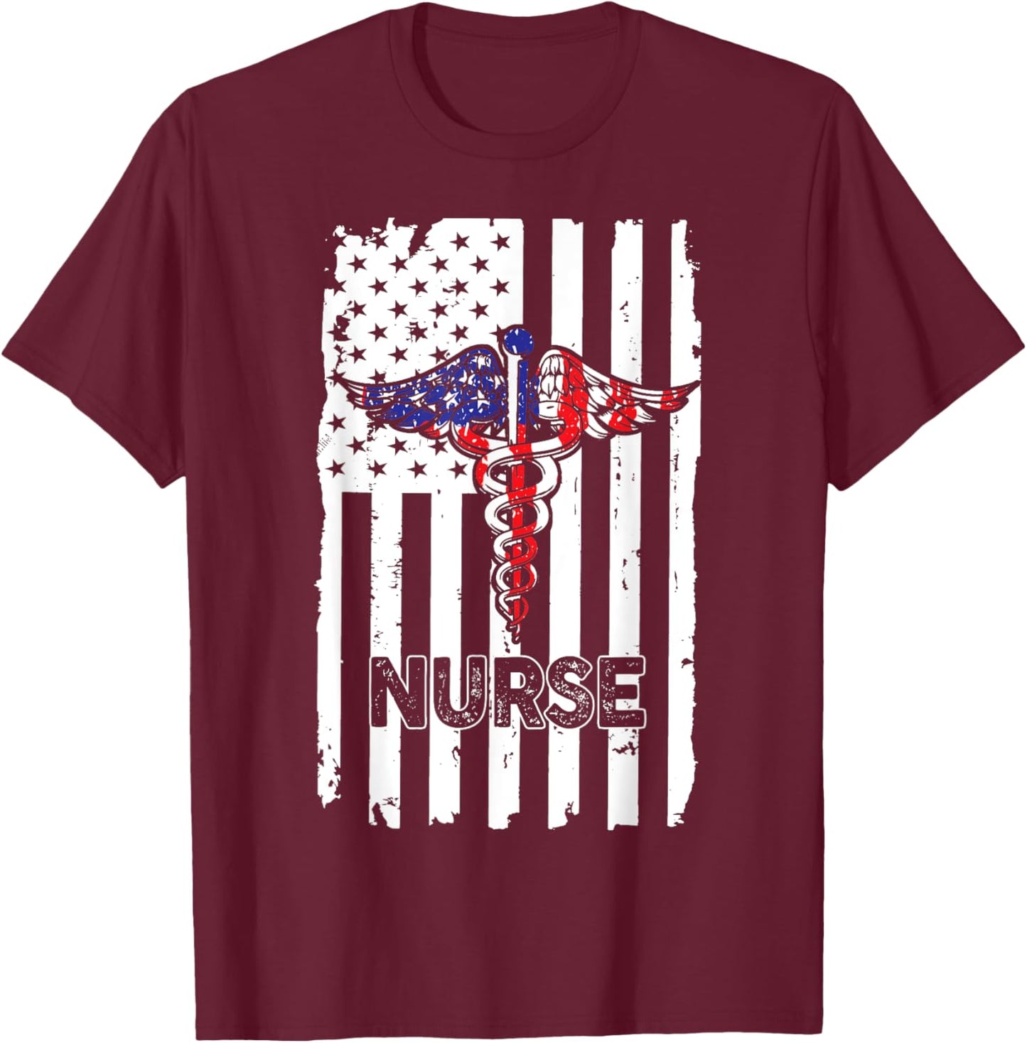 Nurse 365 Nurse American US Flag T-Shirt - T-Shirt | Maroon