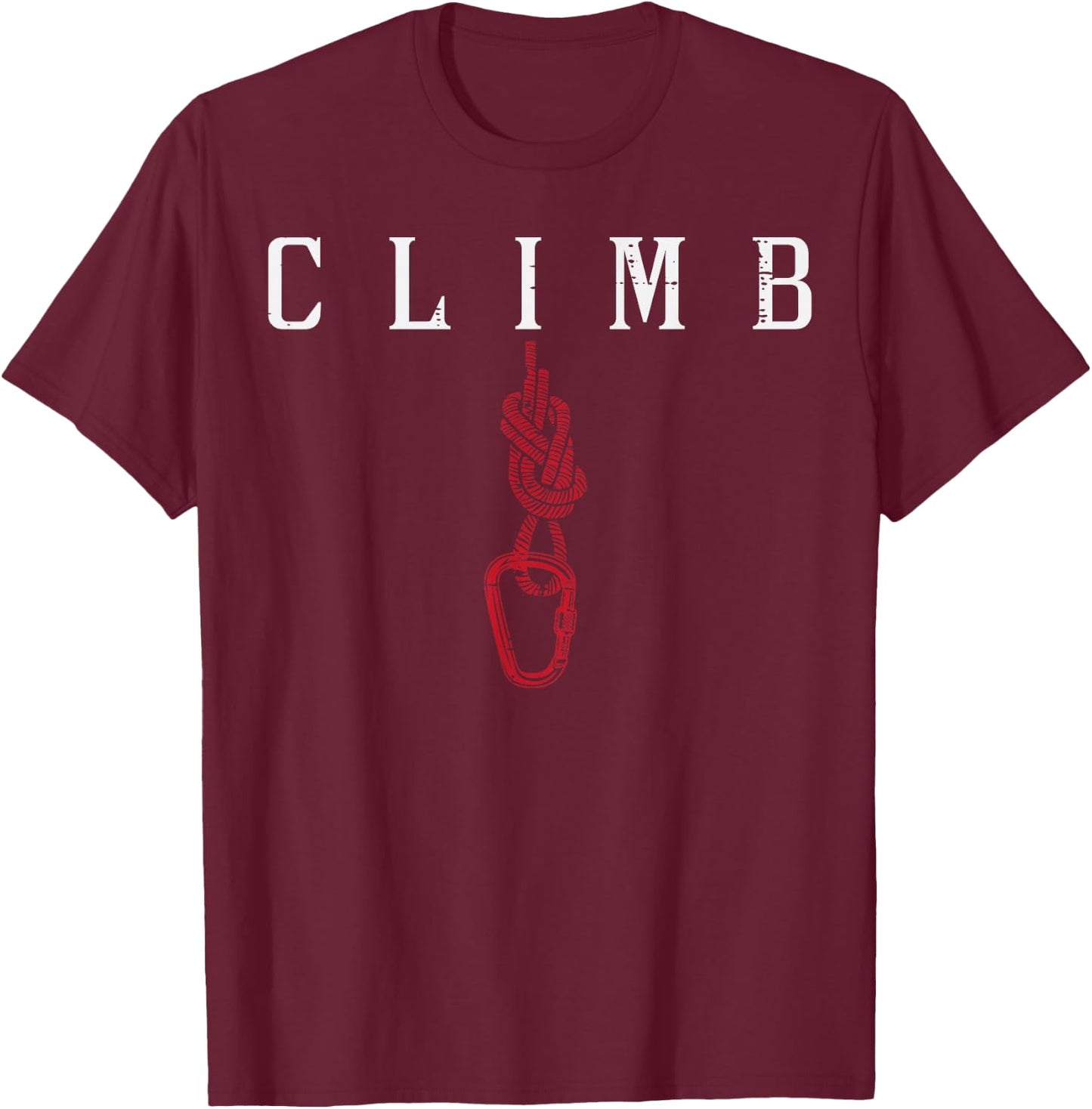 Climb Rope Carabiner Rock Climbing Climber Men Women Kids T-Shirt - T-Shirt | Maroon