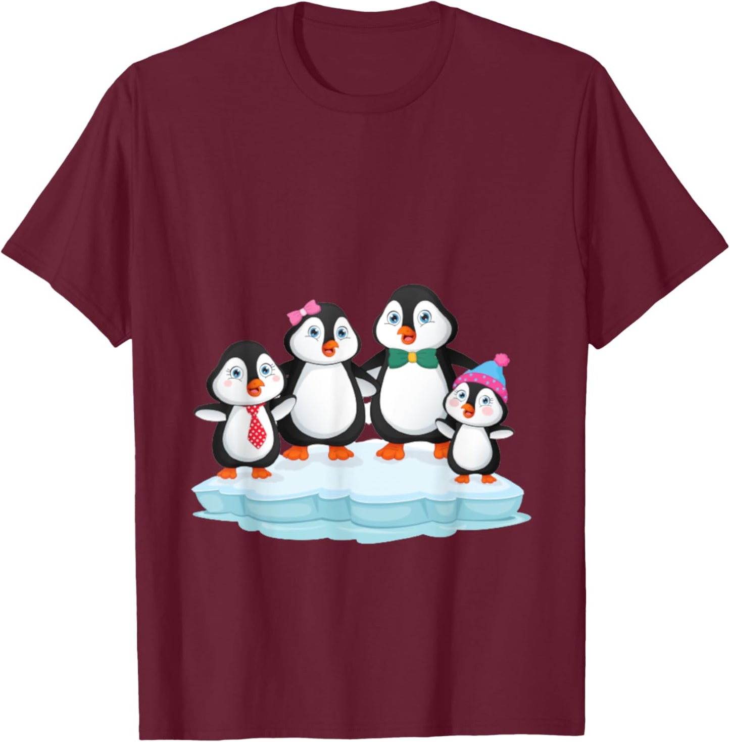 Penguin Family Love Gift Christmas Birthday T-Shirt - T-Shirt | Maroon