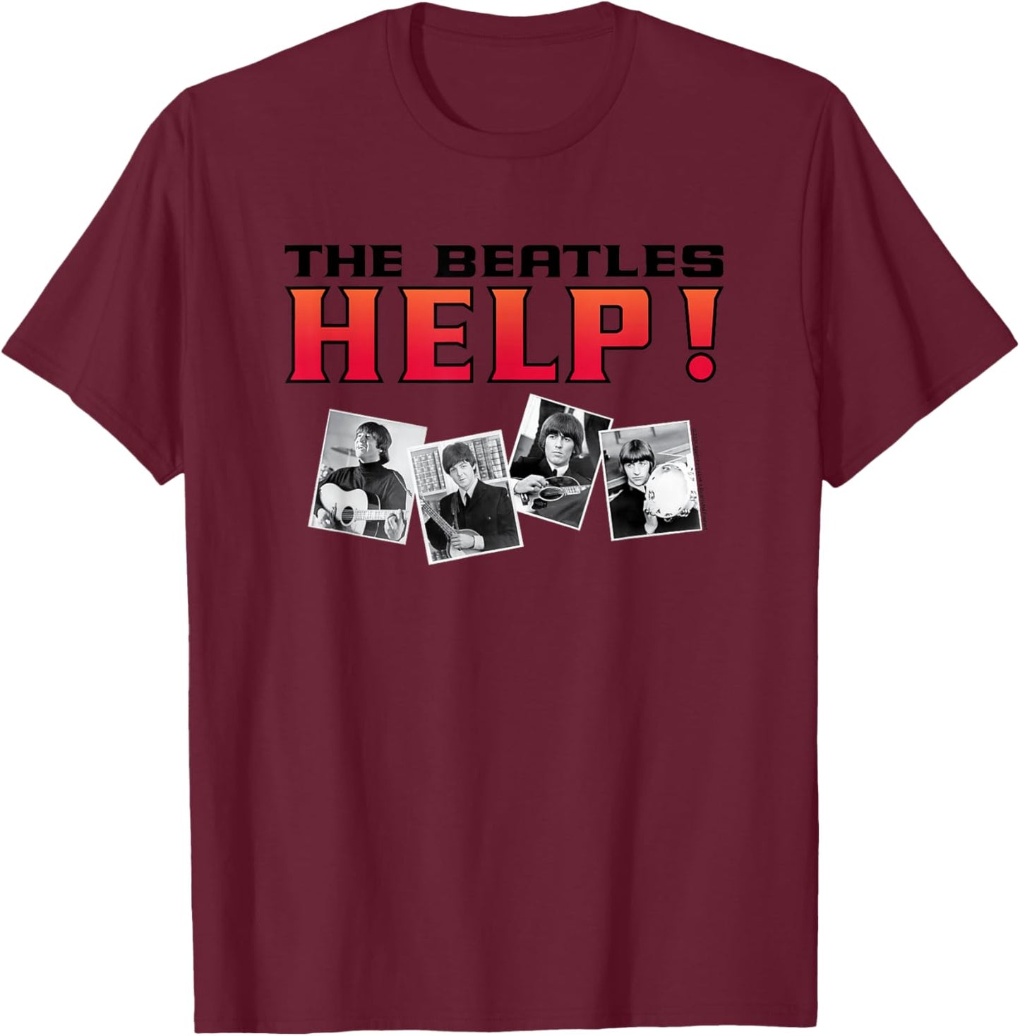 The Beatles Help! T-Shirt - T-Shirt | Maroon