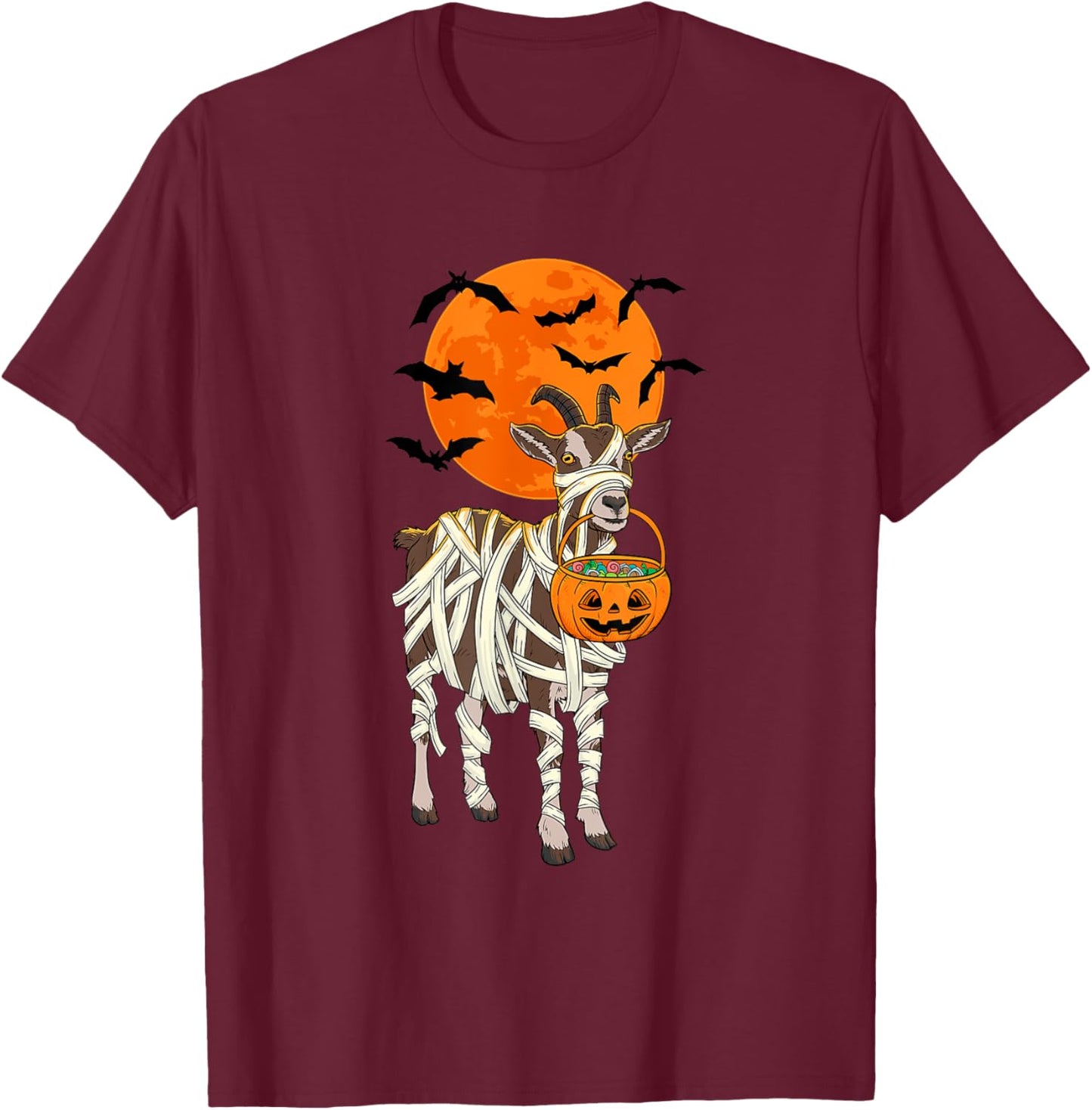 Goat Mummy Funny Halloween Farmer T-Shirt - T-Shirt | Maroon