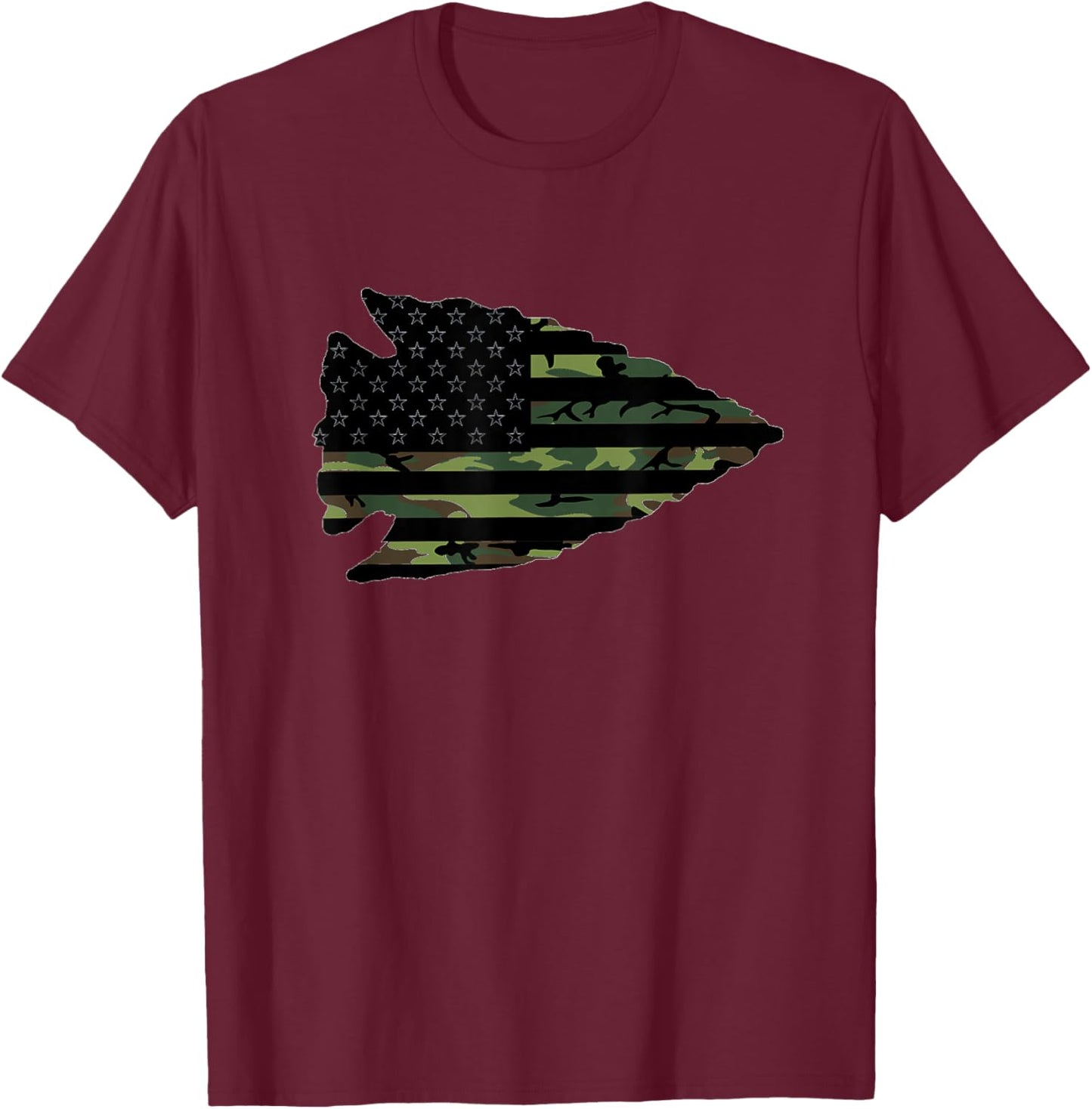 Arrowhead Hunter Camougflage USA Flag Arrowhead Hunting T-Shirt - T-Shirt | Maroon