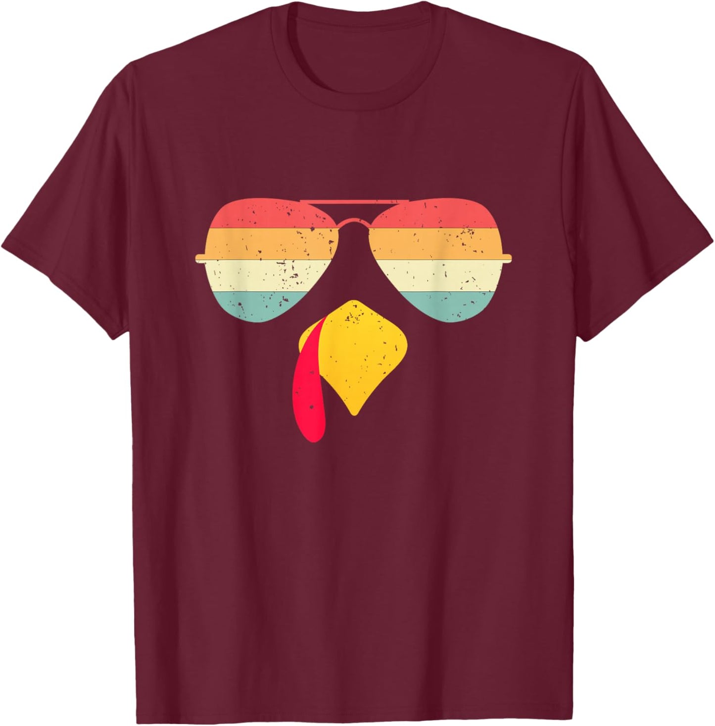 Cool Turkey Face With Sunglasses Funny Thanksgiving For Boys T-Shirt - T-Shirt | Maroon