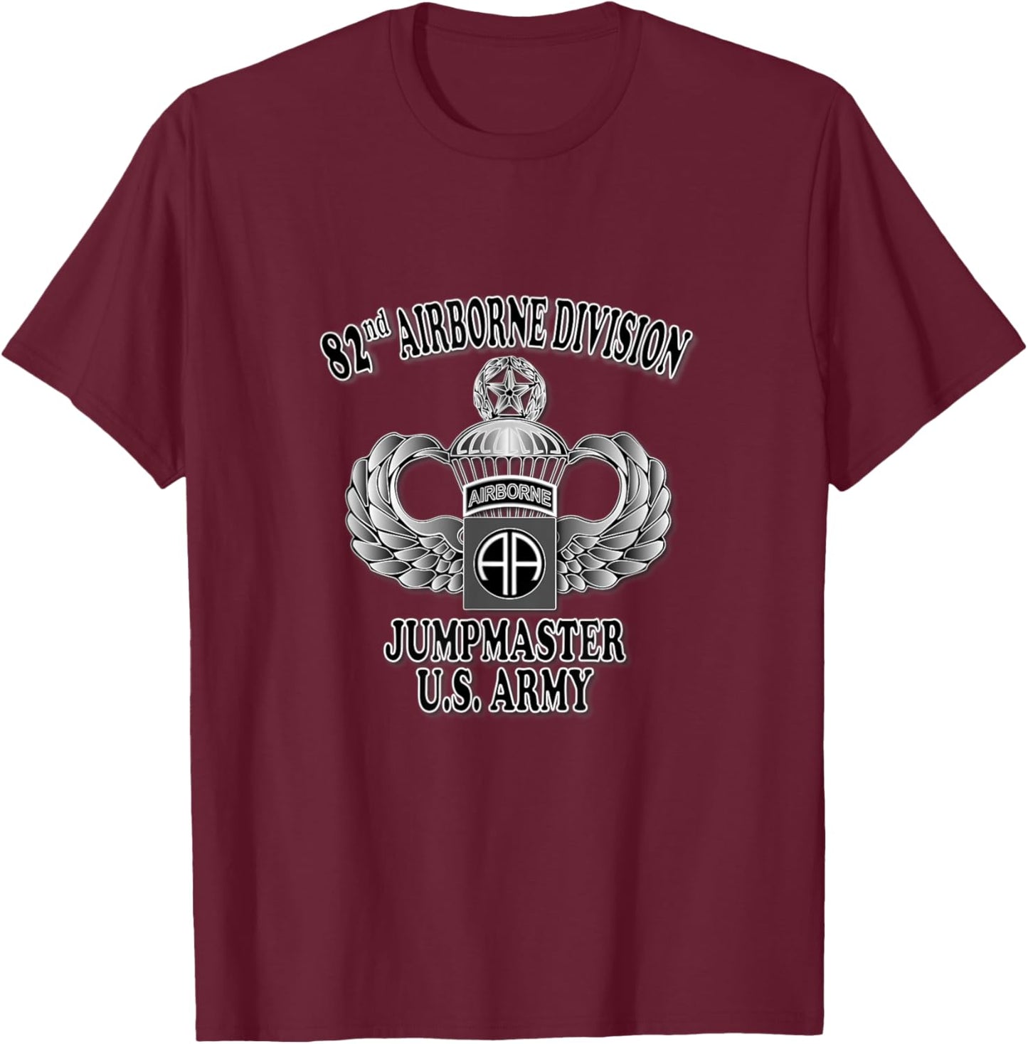 82nd Airborne Division Jumpmaster- Master (Front Design) T-Shirt - T-Shirt | Maroon