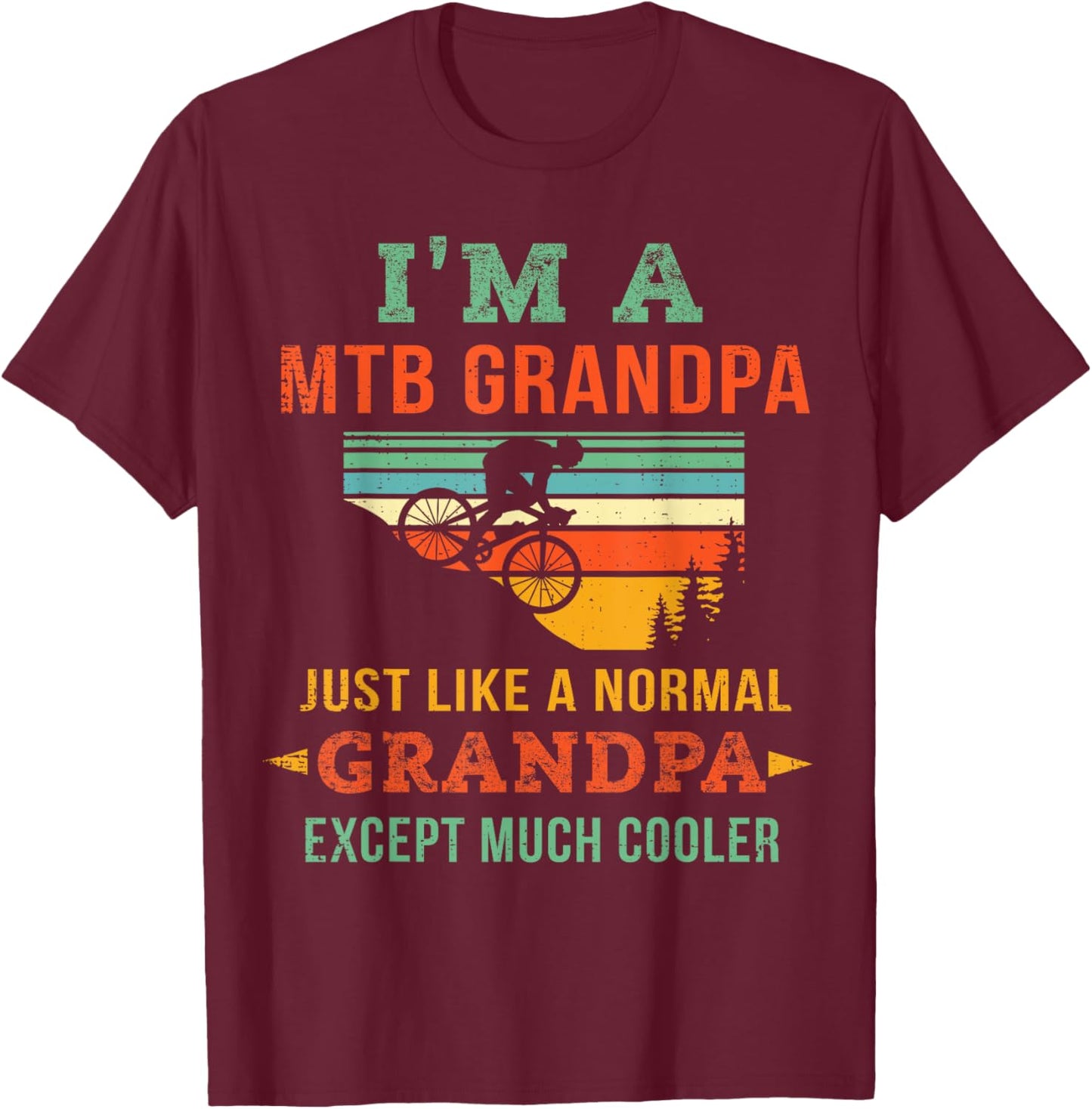 Mountain Biking Grandfather Bike MTB Grandpa Mountain Biker T-Shirt - T-Shirt | Maroon