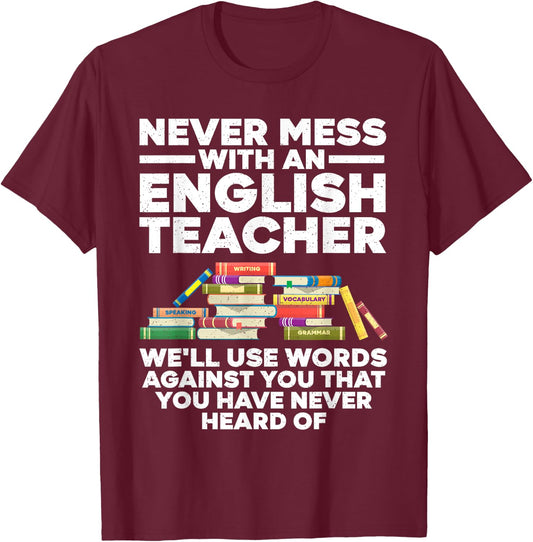 Funny English Teacher Art Women Reading ELA Teachers T-Shirt - T-Shirt | Maroon