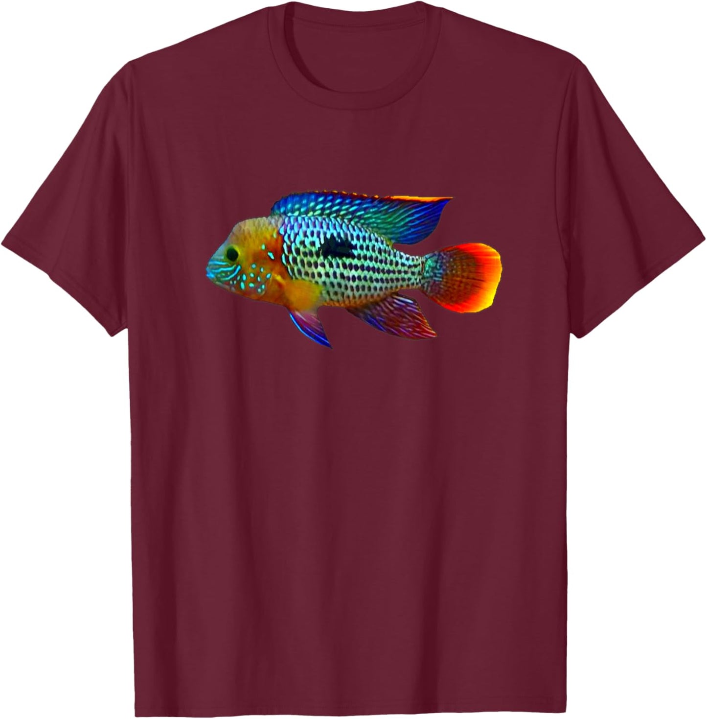 Green Terror Cichlids South American Cichlid Aquarium Fish T-Shirt - T-Shirt | Maroon