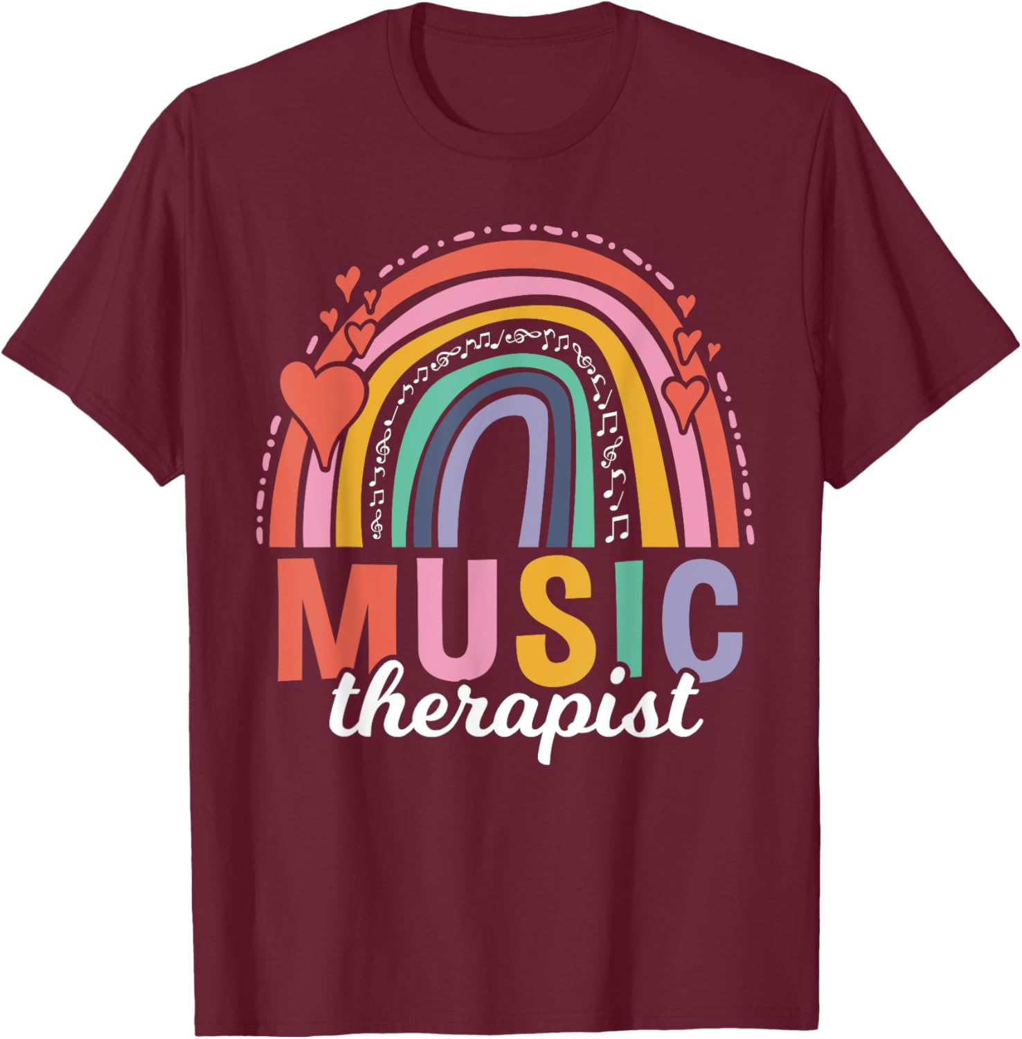 Music Therapy Notes - Vintage Music Therapist T-Shirt - T-Shirt | Maroon