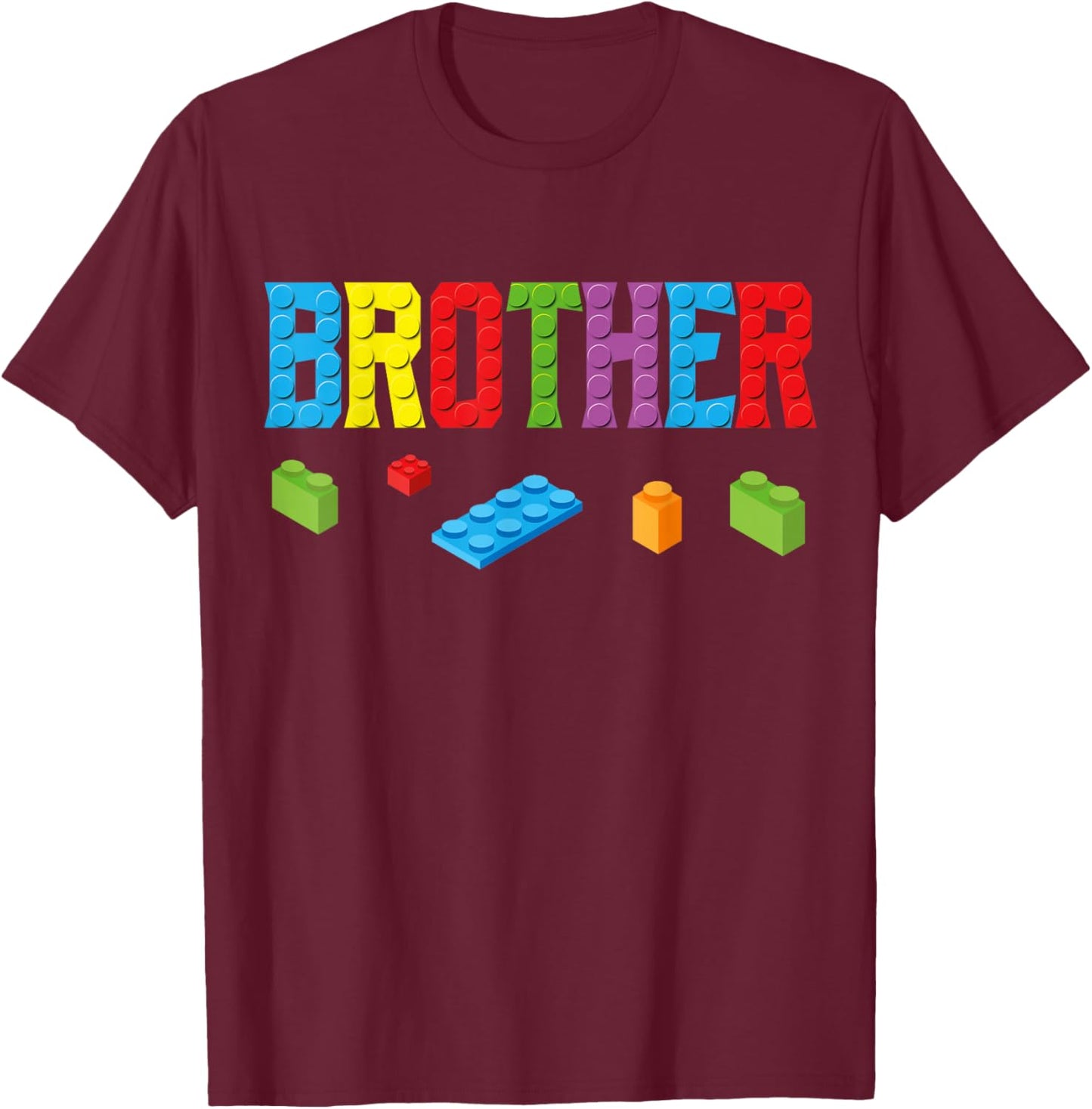 Brother Master Builder Building Bricks Blocks Family Set Men T-Shirt - T-Shirt | Maroon