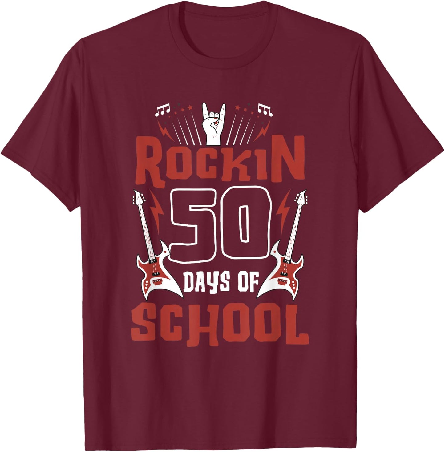 Rockin 50 Days Smarter T-Shirt - T-Shirt | Maroon