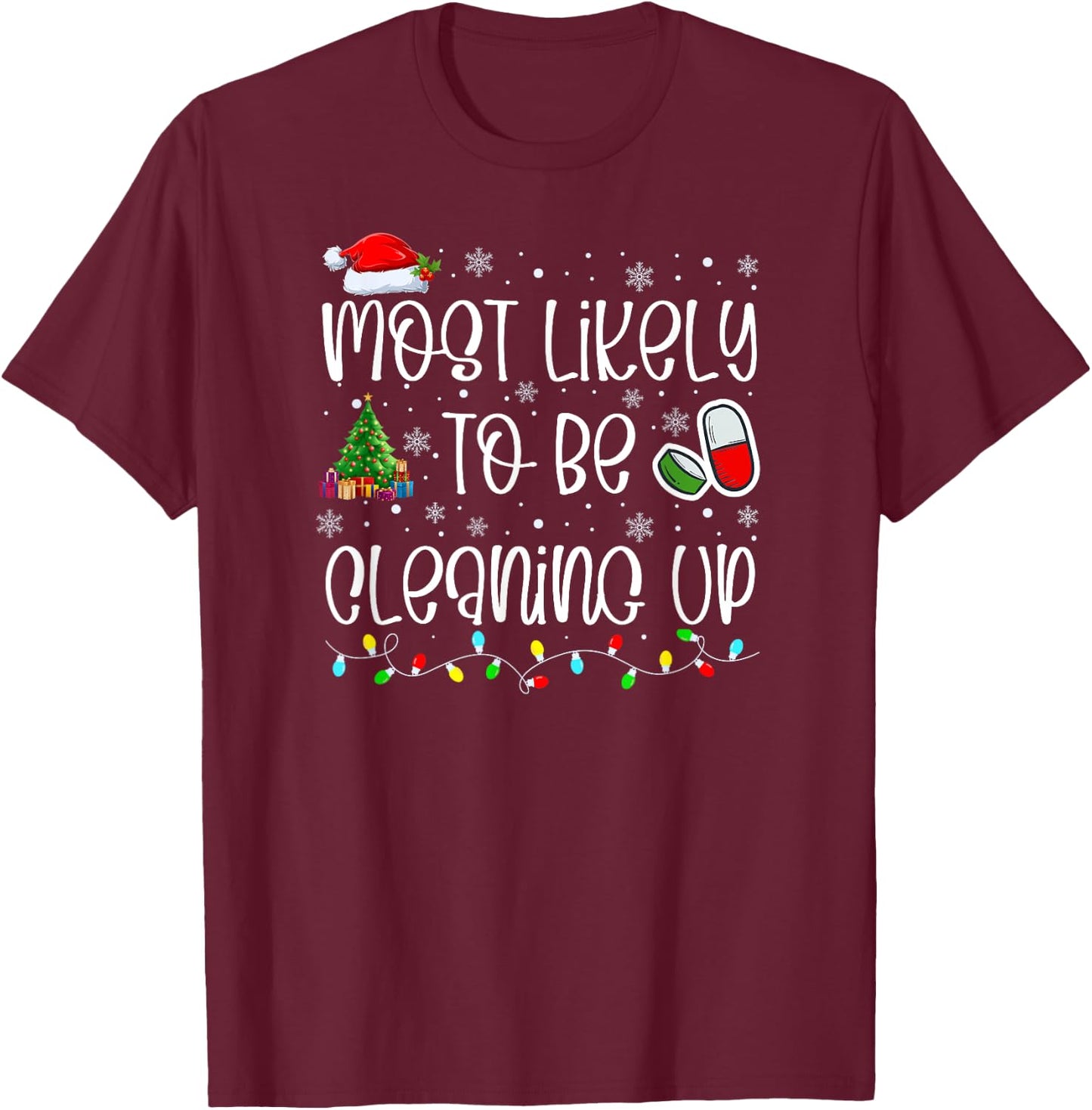 Pharmacy Christmas, Christmas Pharmacy Technician, Nurse T-Shirt - T-Shirt | Maroon