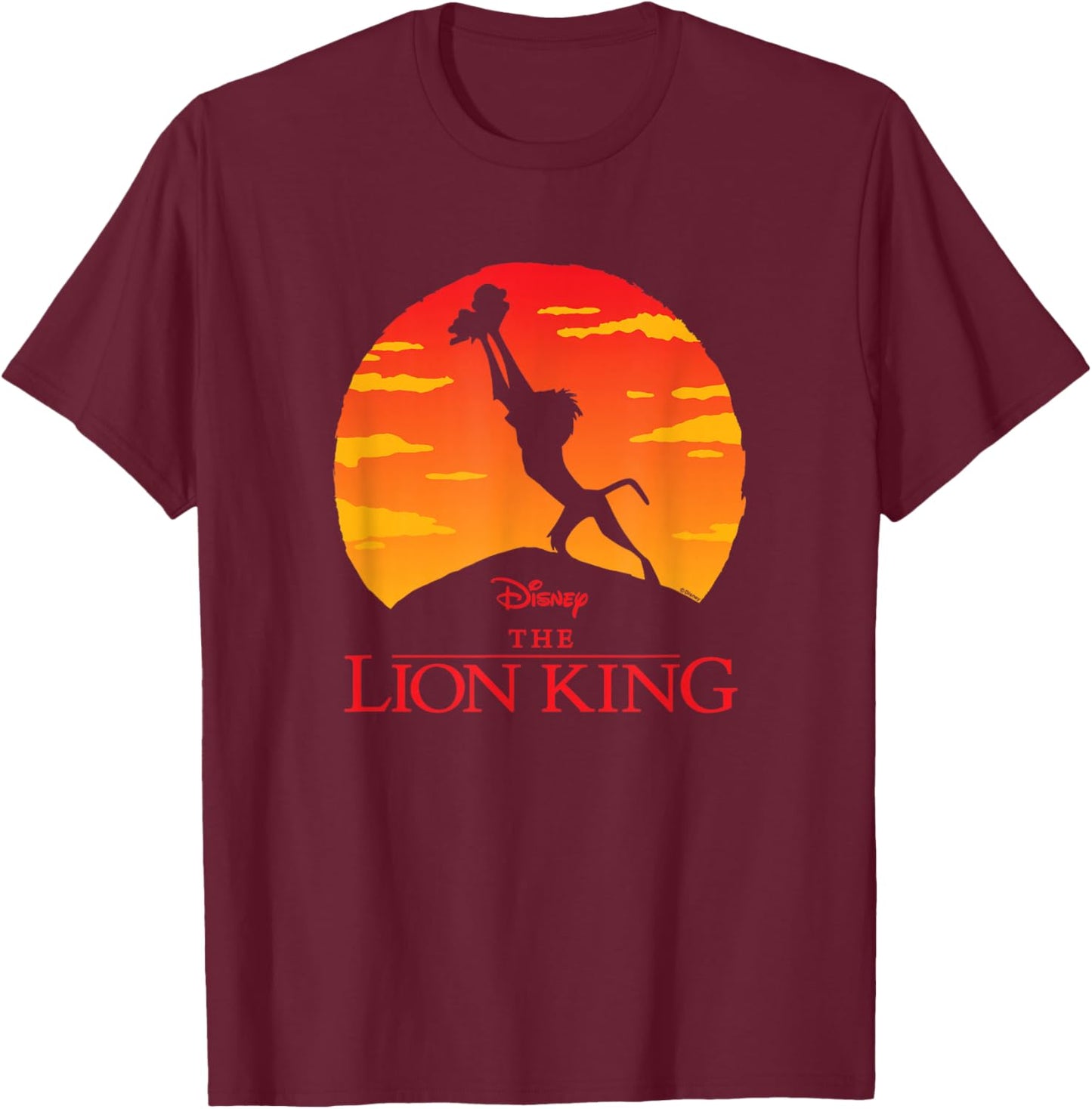 Lion King - Baby Simba Pride Rock Silhouette T-Shirt - T-Shirt | Maroon