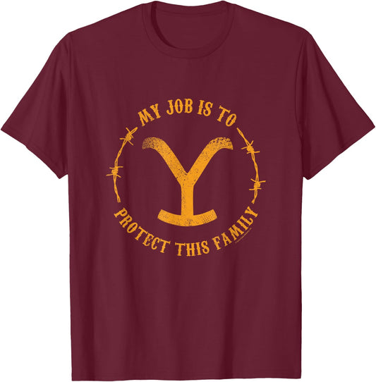 Yellowstone - Protect This Family T-Shirt - T-Shirt | Maroon