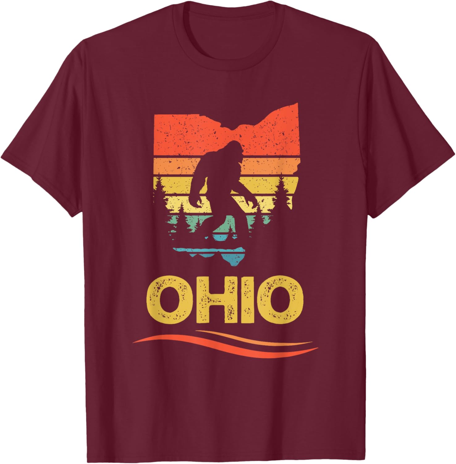 Ohio with a Bigfoot or a Sasquatch T-Shirt - T-Shirt | Maroon