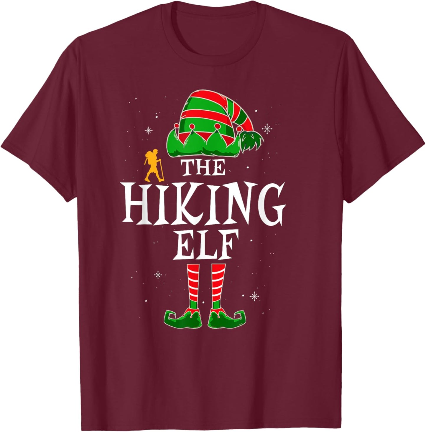 The Hiking Elf Group Matching Family Christmas Hiker Funny T-Shirt - T-Shirt | Maroon