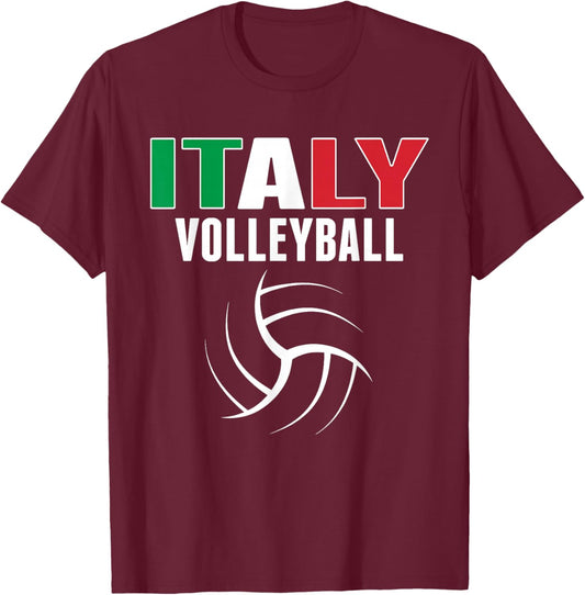 Italy Volleyball Fans Jersey - Italian Flag Sport Lovers T-Shirt - T-Shirt | Maroon