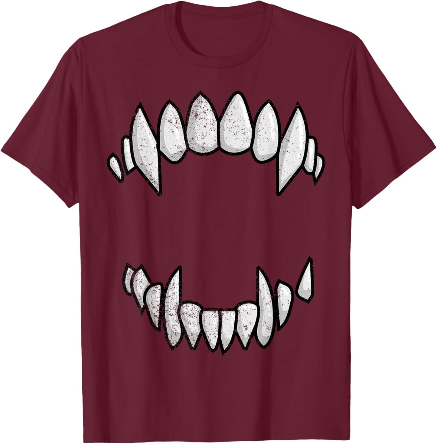 Vampire Fangs Teeth Halloween Monster Teeth Costume T-Shirt - T-Shirt | Maroon